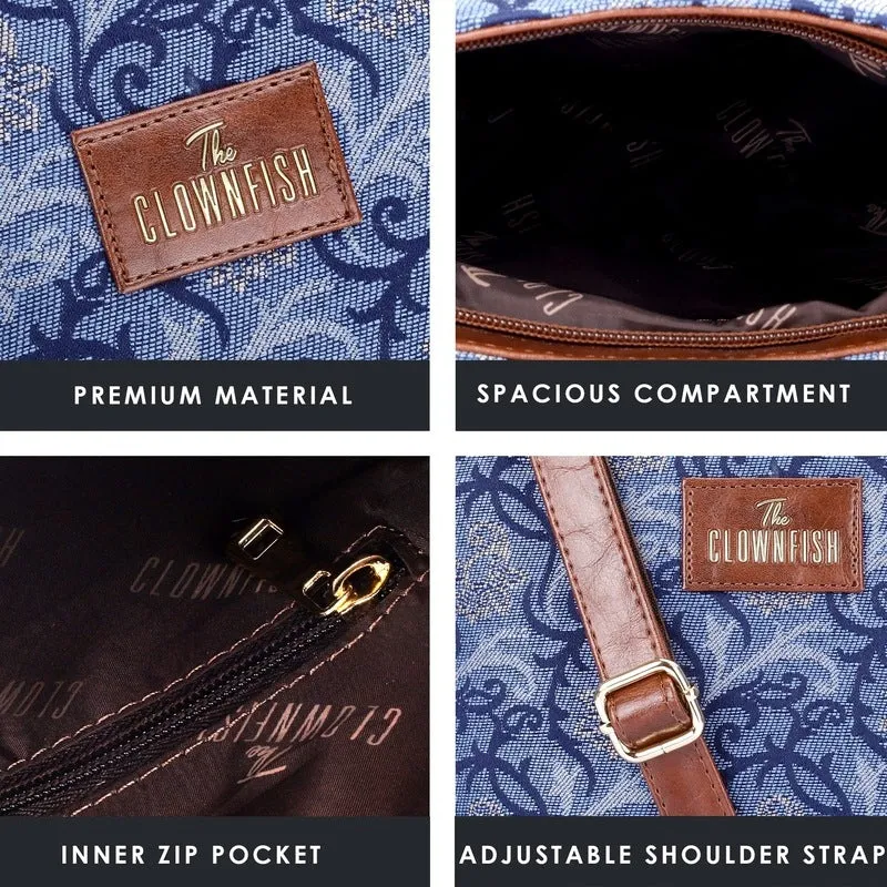 Combo: Adelina Sling & Justina Handbag - Versatile, Stylish | Premium Faux Leather & Tapestry | Casual Use | Blue-Floral