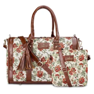 Combo: Linda Series Sling & Lorna Handbag - Durable, Chic Design | Includes Adjustable Strap | Size: M | Off White-Floral