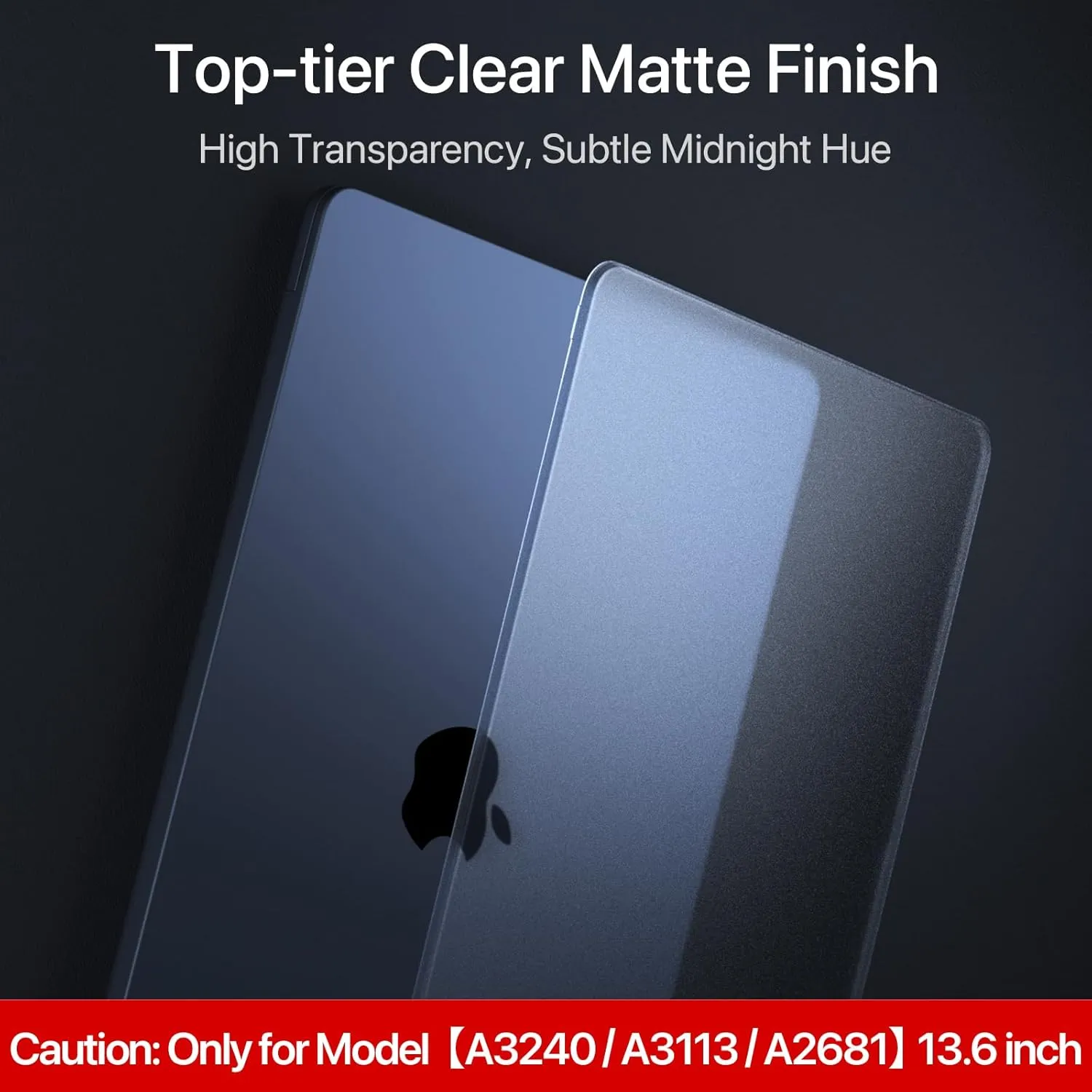 Compatible for MacBook Air 13.6 inch Case M4 M3 M2 2025 2024-2022 Release Model A3240 A3113 A2681, Sturdy Protective Hard Shell Case Cover for MacBook Air M2 13 inch - Midnight Clear