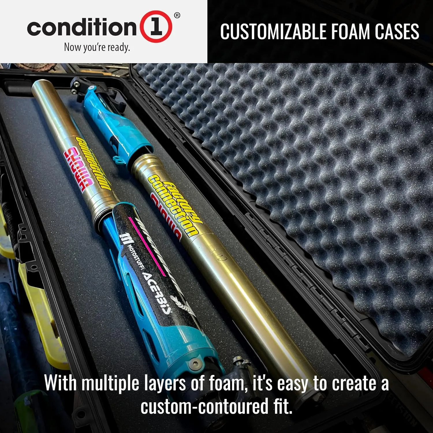Condition 1 55" Long Gun Carrying Case Model 818 with Wheels, Rolling Hard Lockable Storage with Foam, IP67 Waterproof, TSA Friendly, Made in USA, 54.77"x16.50"x5.94"