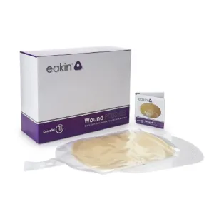 ConvaTec 839265 Eakin Wound Pouch, 9.7" x 6.3" Vertical Cutting Area with Remote Drainage Attachment and Tap Closure, Transparent, Pack of 5