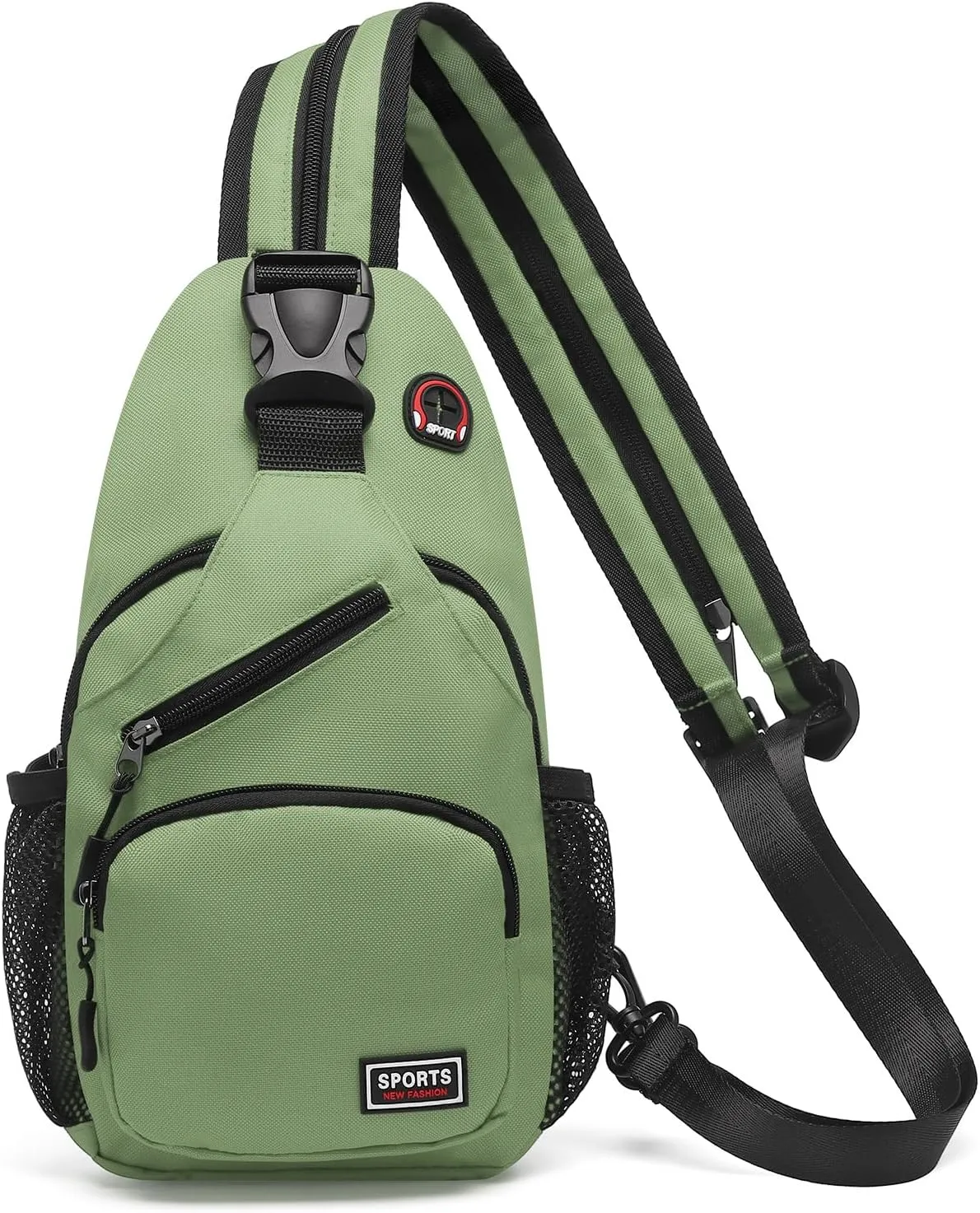 Convertible Sling Bag Crossbody Backpack, 11-Inch Pads Bags with Headphone Jack Shoulder Bag Casual Pack for Women Men Hiking Travel Cycling (Green)