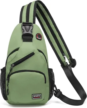 Convertible Sling Bag Crossbody Backpack, 11-Inch Pads Bags with Headphone Jack Shoulder Bag Casual Pack for Women Men Hiking Travel Cycling (Green)