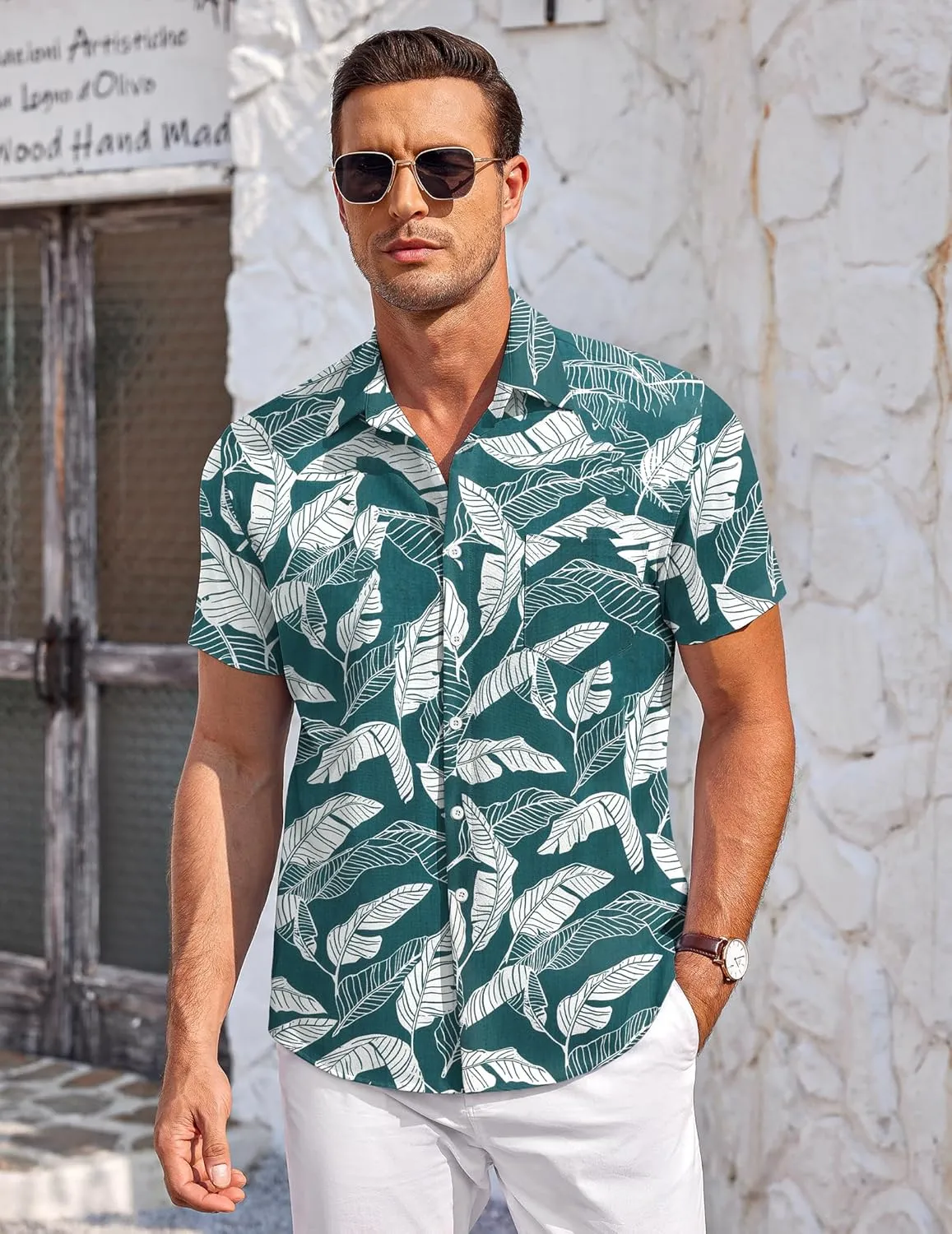 COOFANDY Mens Short Sleeve Shirts Casual Button Down Shirts Summer Beach Shirt Wrinkle Free