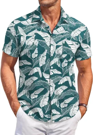 COOFANDY Mens Short Sleeve Shirts Casual Button Down Shirts Summer Beach Shirt Wrinkle Free