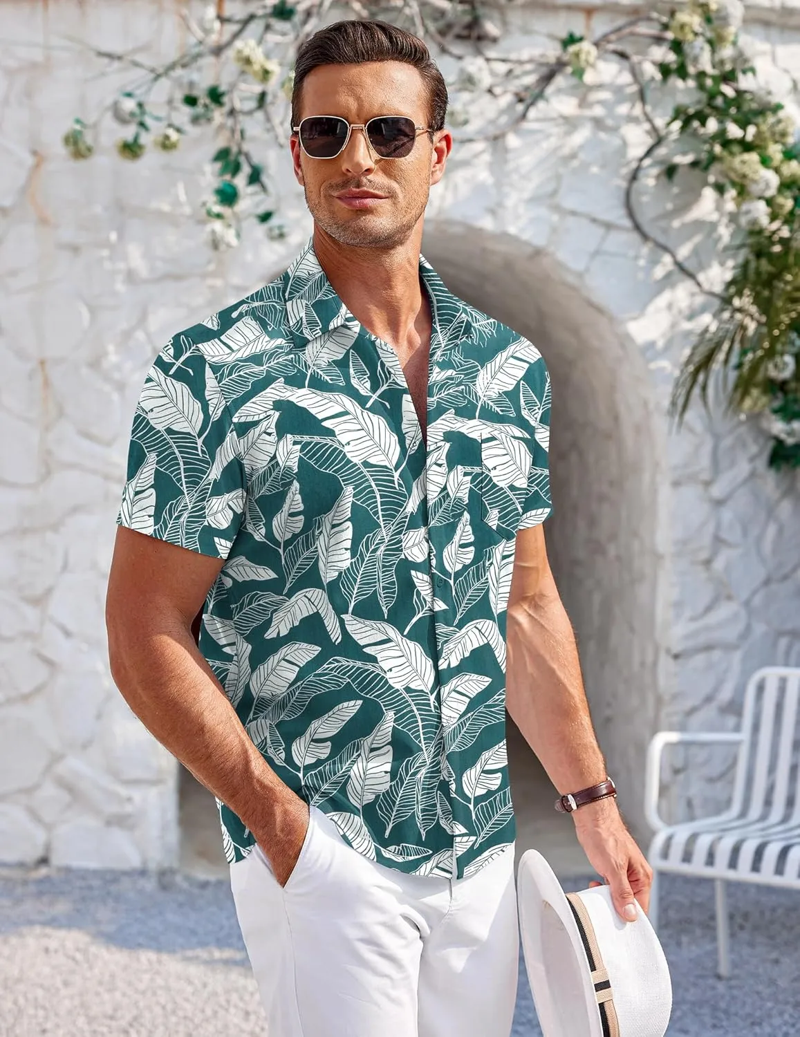 COOFANDY Mens Short Sleeve Shirts Casual Button Down Shirts Summer Beach Shirt Wrinkle Free