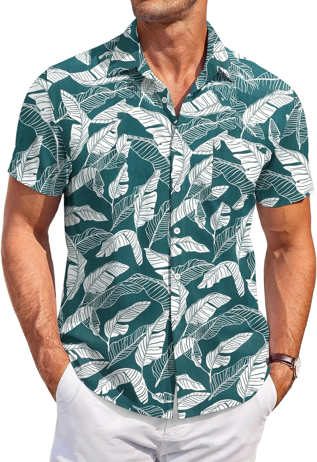 COOFANDY Mens Short Sleeve Shirts Casual Button Down Shirts Summer Beach Shirt Wrinkle Free