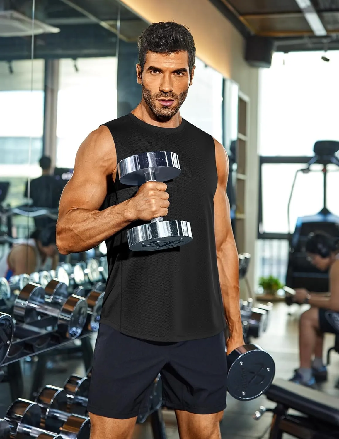 COOFANDY Sleeveless Muscle Shirts for Men Dry Fit Workout Gym Tank Tops Summer Swim Beach Shirt