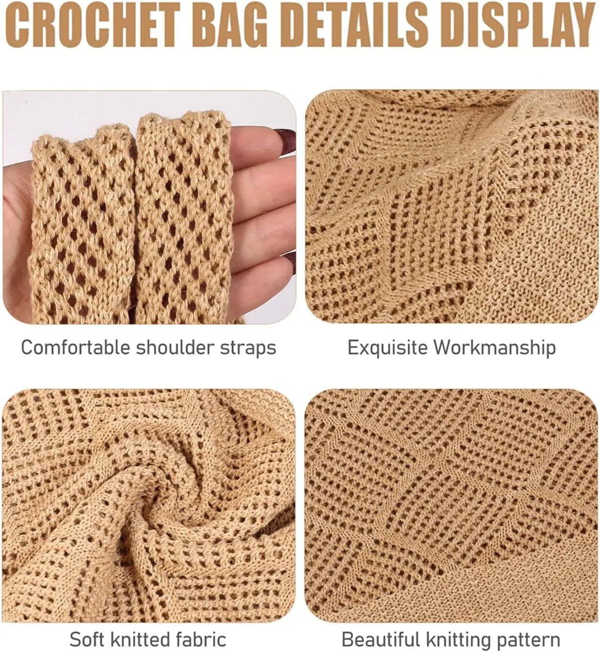 COOKOOKY Crochet Beach Tote bag Summer Beach Bag for Women Aesthetic Mesh Tote Bag Hippie Bag Knit Bag