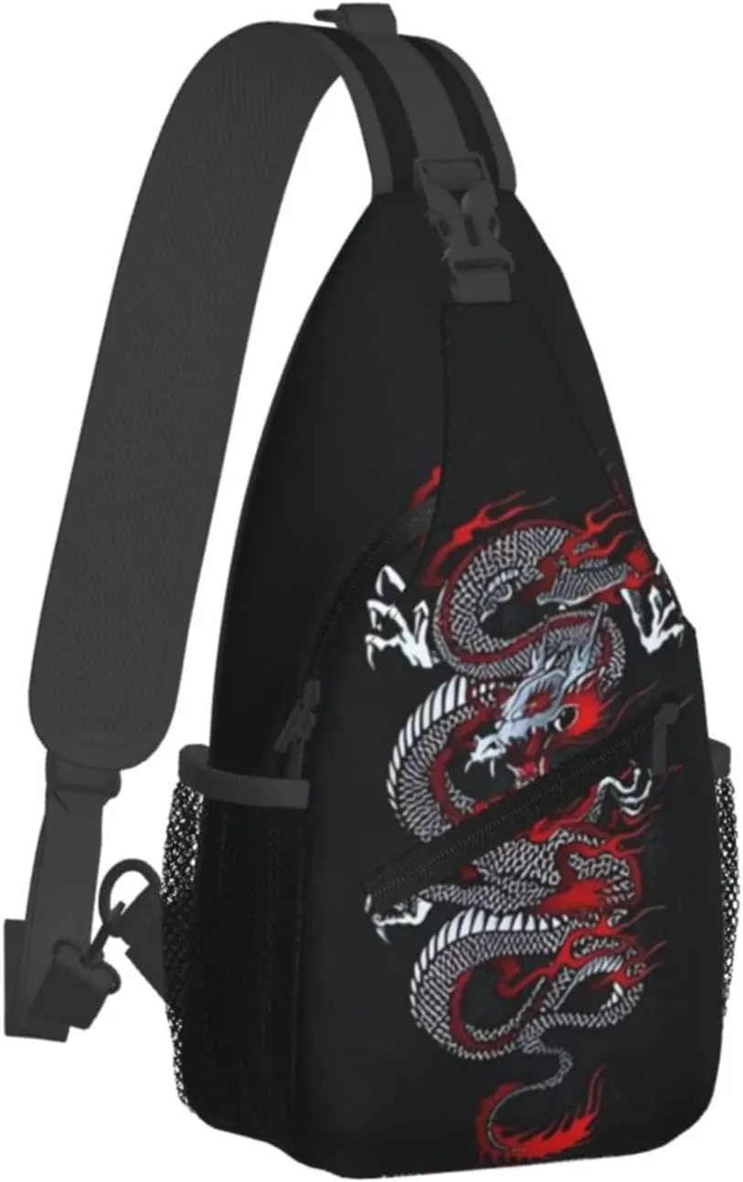 Cool Red Dragon Crossbody Sling Backpack Shoulder Bag Travel Working Daypack for Women and Men