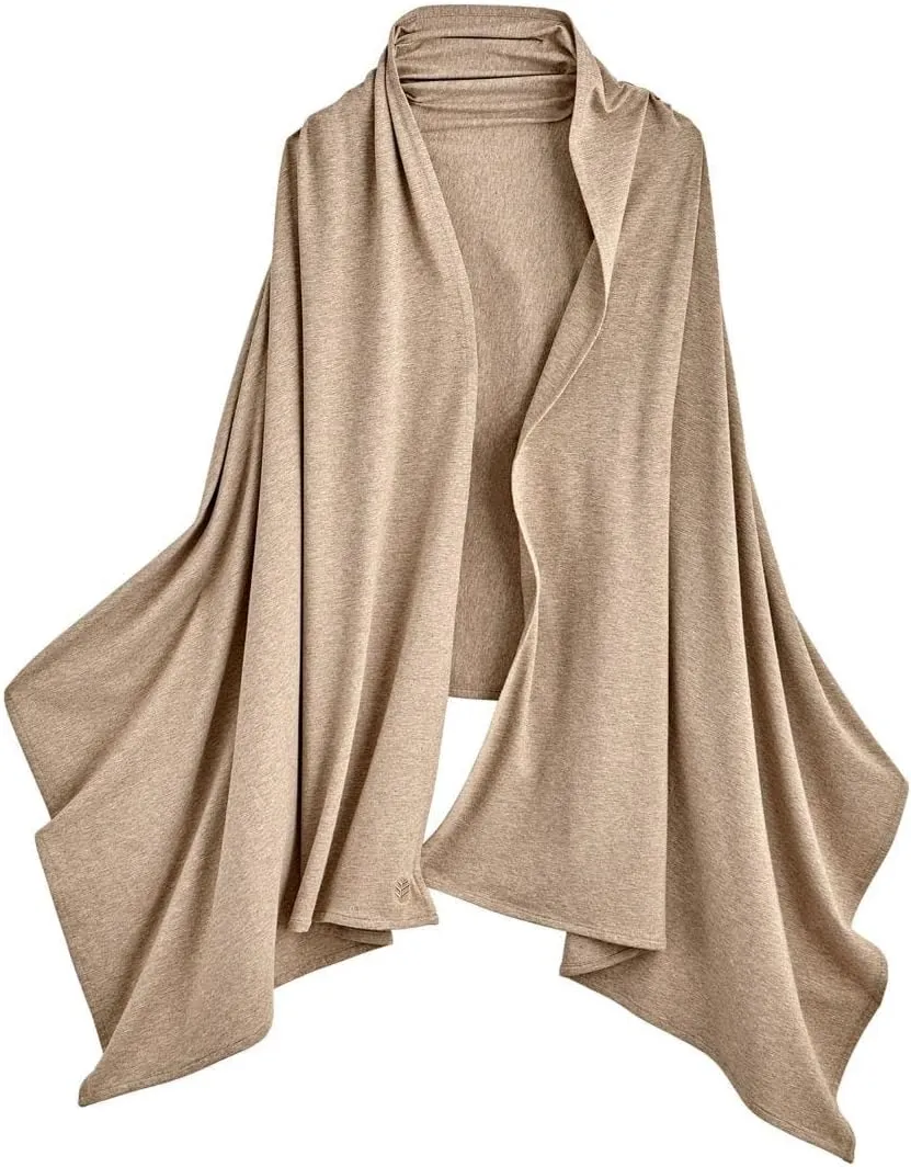Coolibar UPF 50  Women's Sanibel Everyday Beach Shawl, Tulip Pink, OS, Solid - Sun Protective