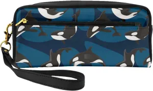 Cosmetic Bag for Women, Waterproof Makeup Bags Toiletry Pouch with Zipper Handle Portable Travel Bag Compatible with Ocean Orca Killer Whale, for Halloween Christmas Gift