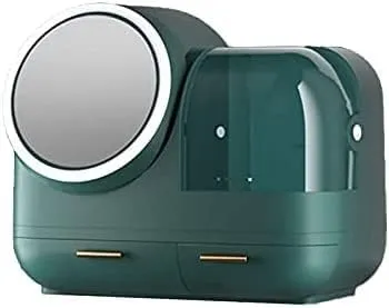Cosmetic Cases Light Luxury Cosmetic Storage Box with Fan LED Makeup Mirror Integrated Dressing Table Bathroom Mask Perfume Desktop Shelf Vanity Case