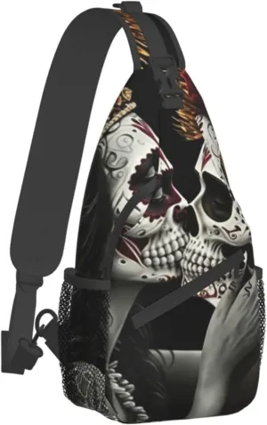 Couple Skull Outdoor Cross-body Shoulder Bag, Unisex Backpack For Women Men Young Hiking Travel