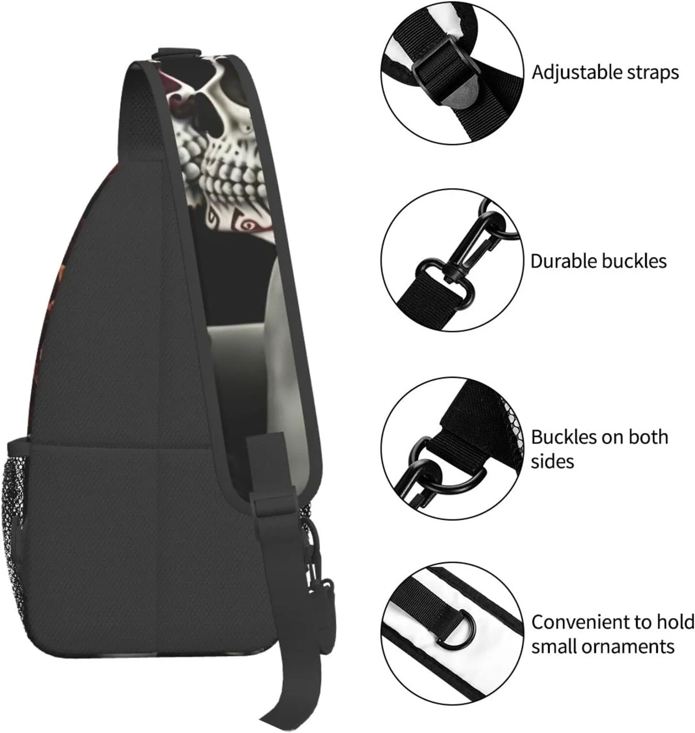 Couple Skull Outdoor Cross-body Shoulder Bag, Unisex Backpack For Women Men Young Hiking Travel