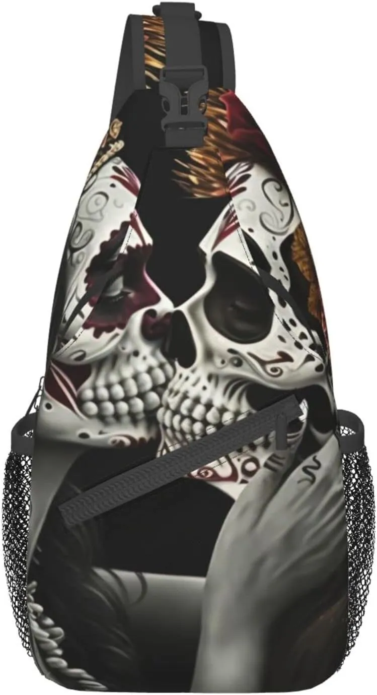 Couple Skull Outdoor Cross-body Shoulder Bag, Unisex Backpack For Women Men Young Hiking Travel