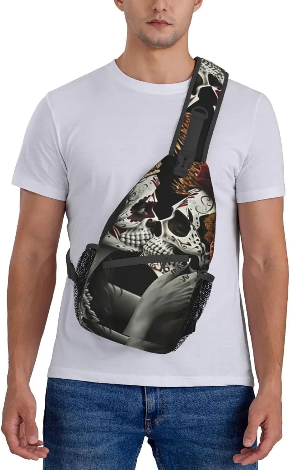 Couple Skull Outdoor Cross-body Shoulder Bag, Unisex Backpack For Women Men Young Hiking Travel