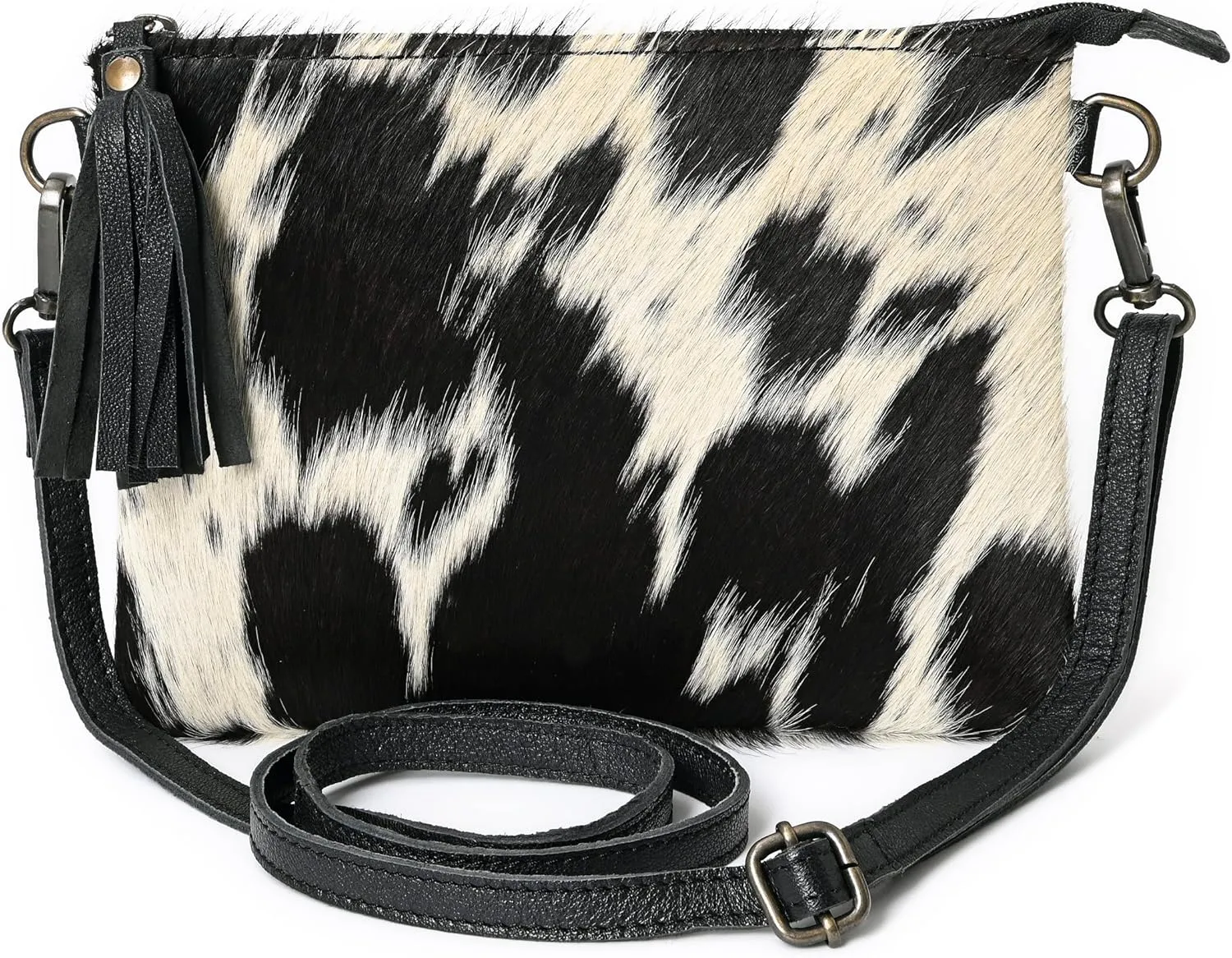 cowhide and hair on Pouch bag Genuine cowhide hair on small crossbody Bag with adjustable detachable strap
