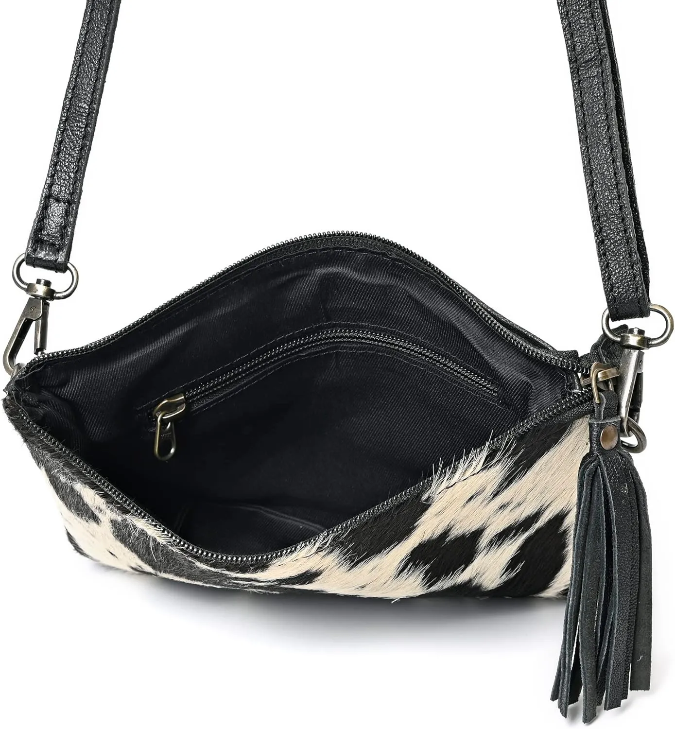 cowhide and hair on Pouch bag Genuine cowhide hair on small crossbody Bag with adjustable detachable strap