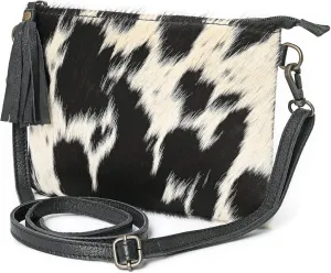 cowhide and hair on Pouch bag Genuine cowhide hair on small crossbody Bag with adjustable detachable strap