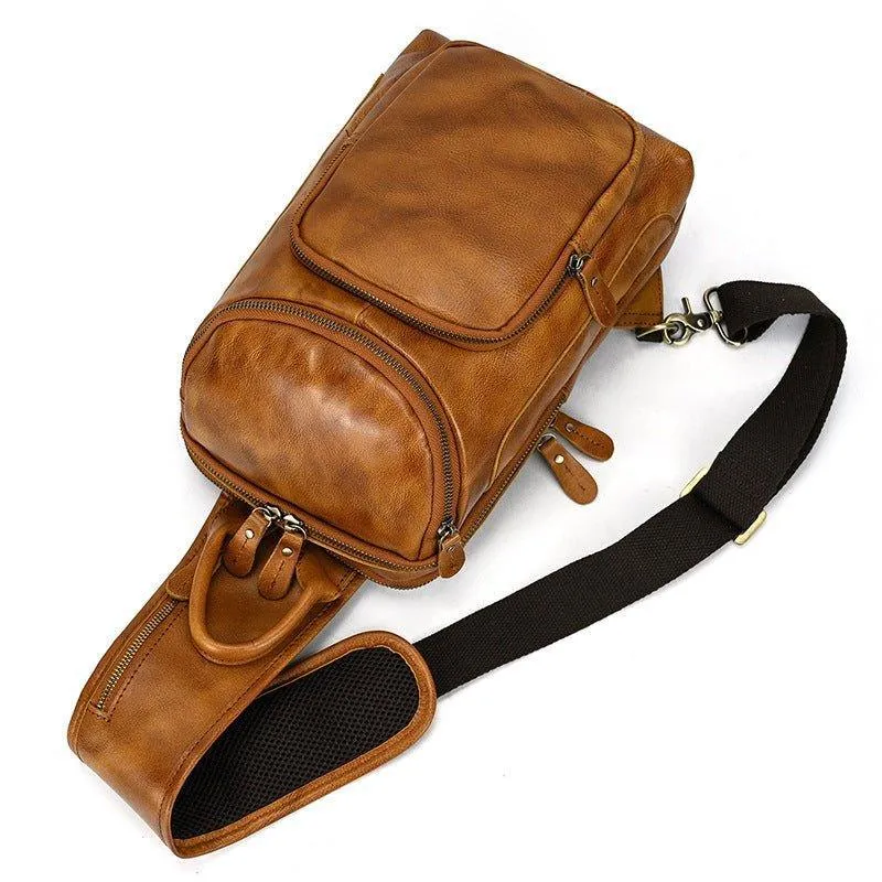 Cowhide Leather Cross Body Sling Bag For Men