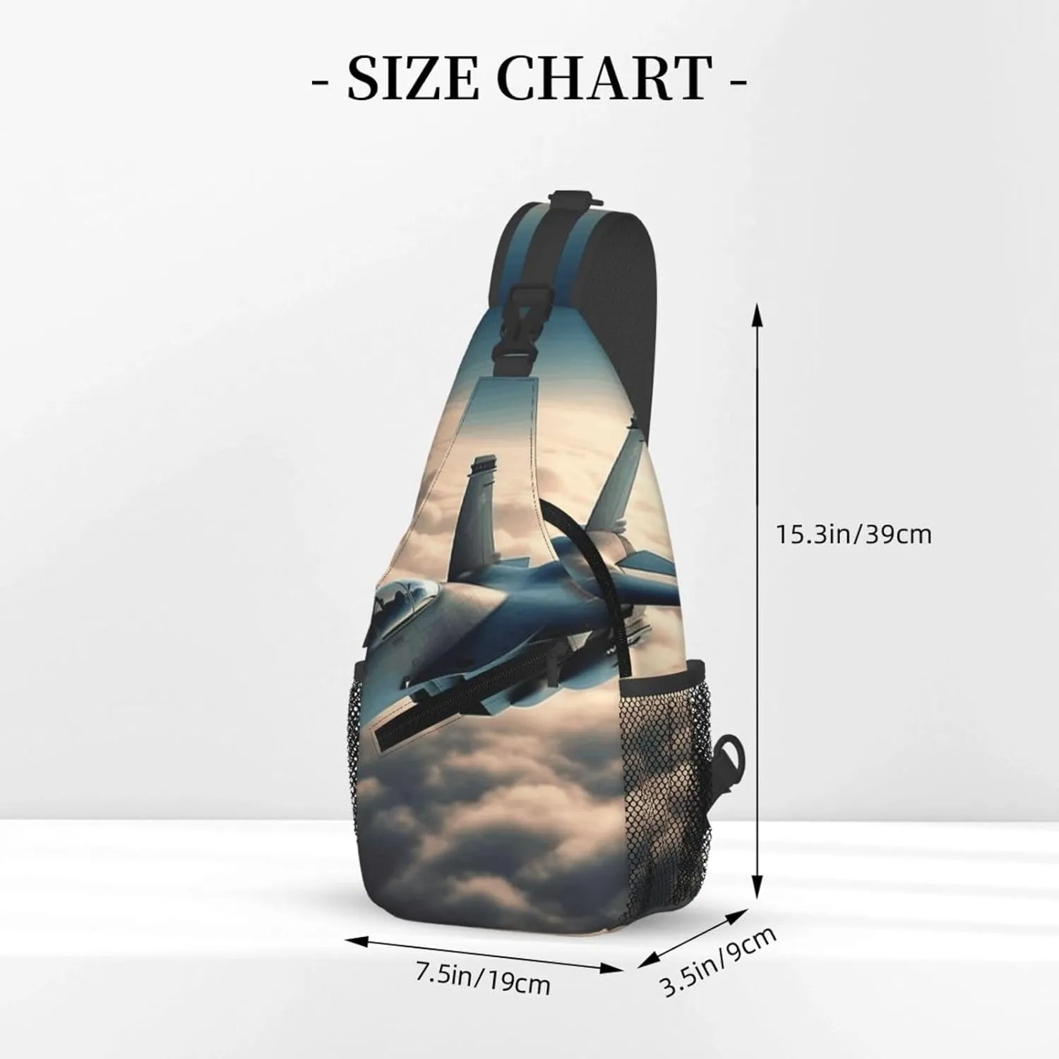 Cross Chest Bag Diagonally Sling Backpack Crossbody Shoulder Bag Aircraft Fighter Jets Sling Bag Travel Hiking Daypack