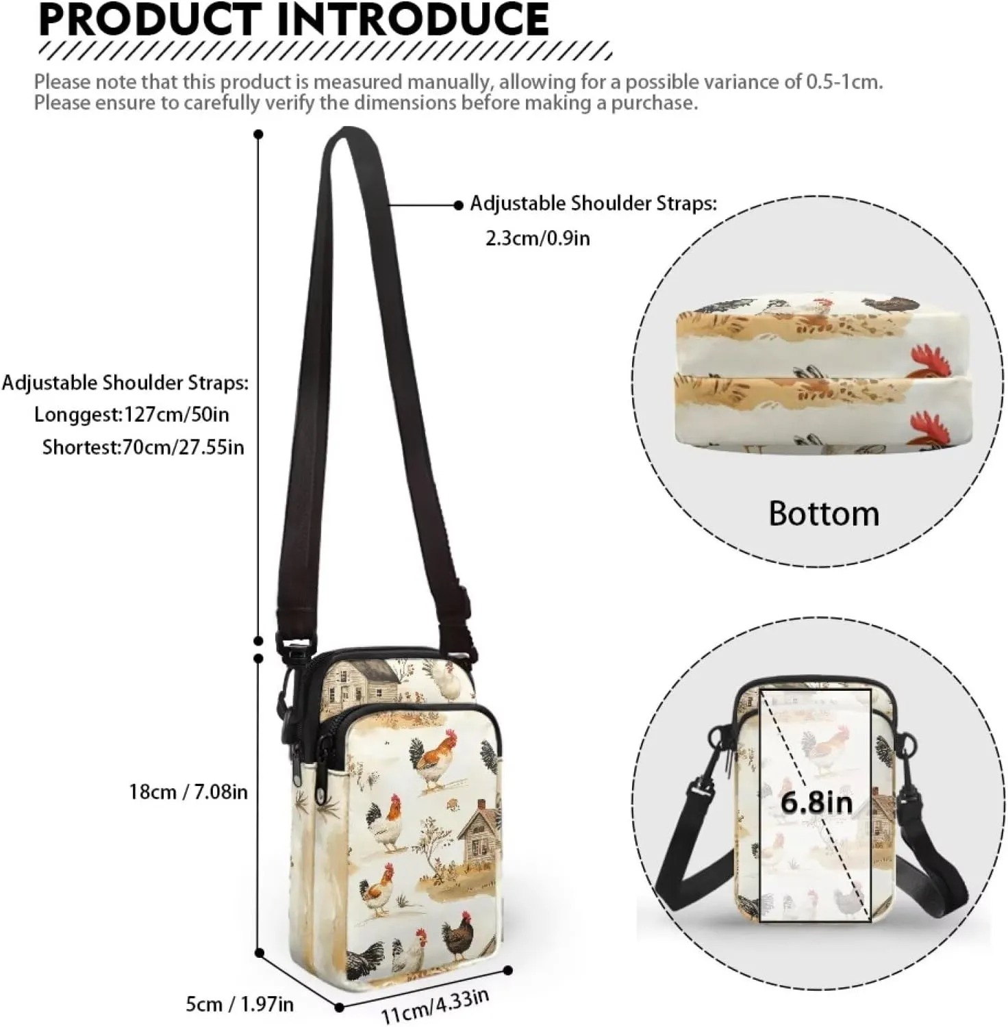 Crossbody Backpack for Women Sling Bag with Adjustable Strap Women Cross Body Chest Bag Mini Purse