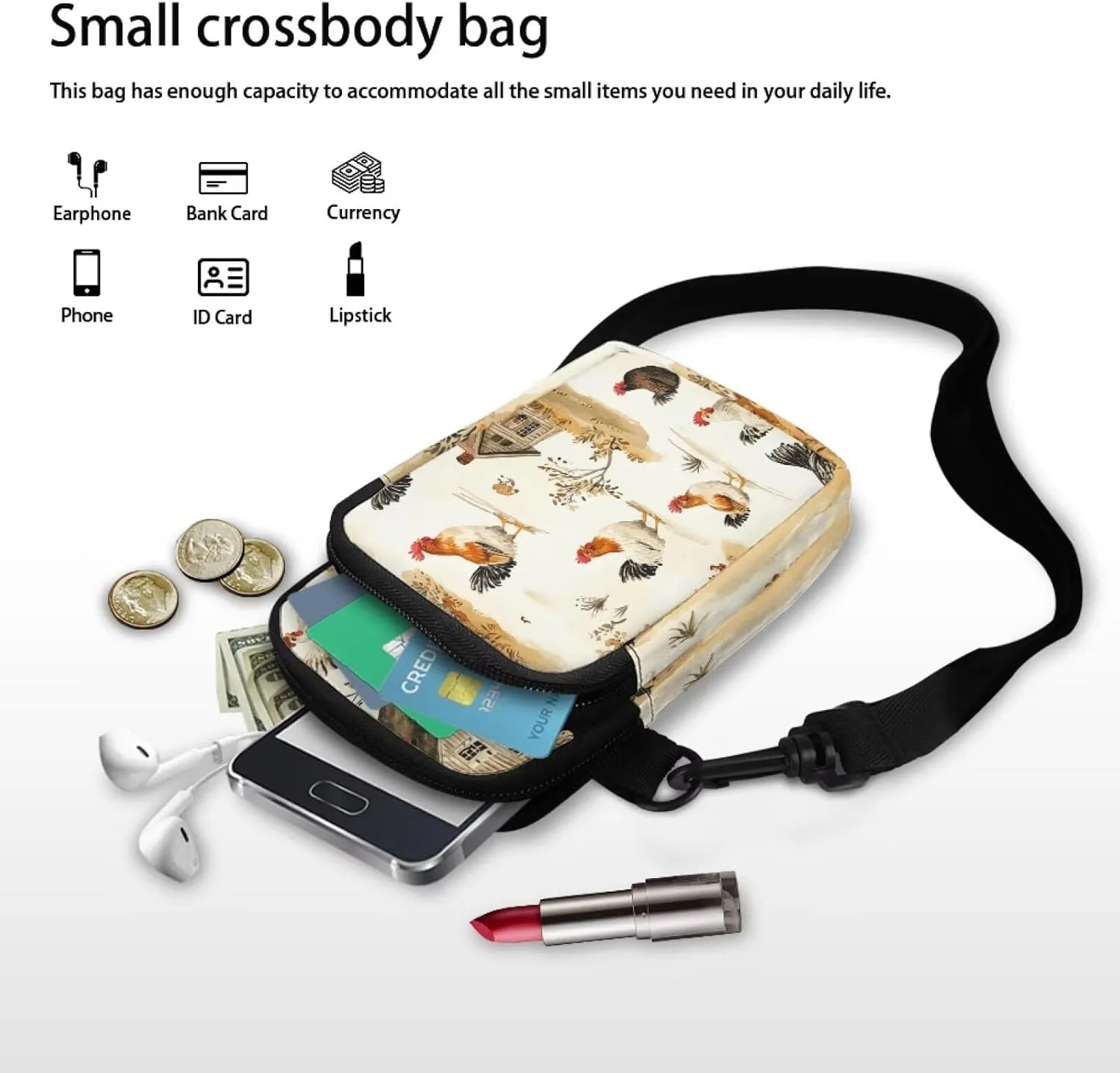 Crossbody Backpack for Women Sling Bag with Adjustable Strap Women Cross Body Chest Bag Mini Purse