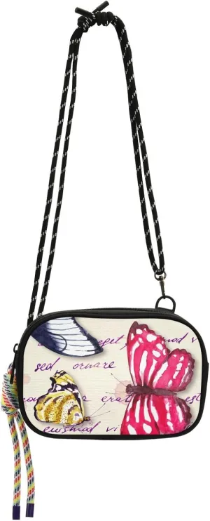 Crossbody Bag Butterflies and Hand Written Text Note Cell Phone Purse Wallet with Credit Card Slots Multicolor Handbag with Adjustable Strap Fits Phone Keys And More