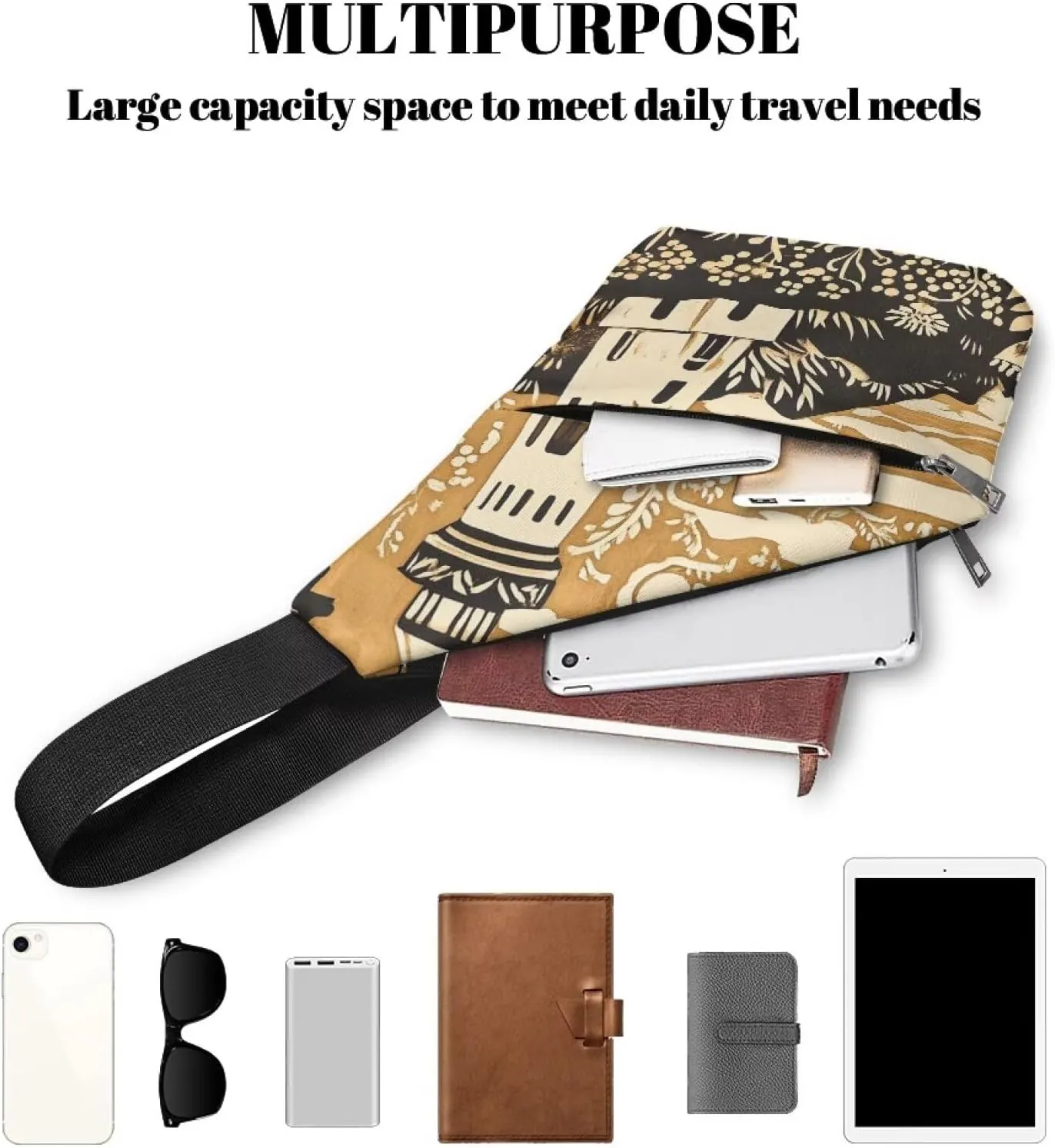 Crossbody Bag for Men Breathable Slim Minimalist Design Lightweight Large Sling Bag for Casual Outing Travel