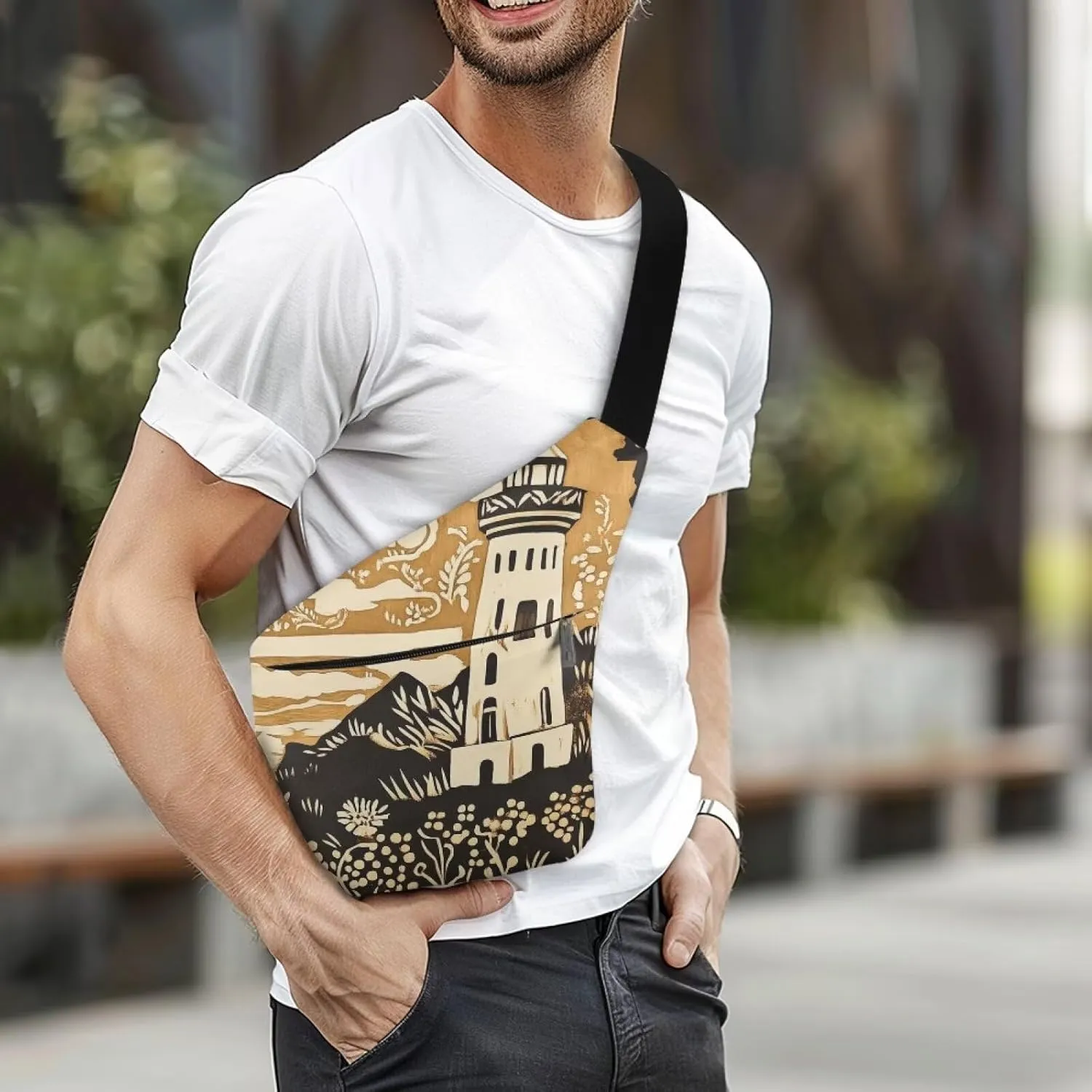 Crossbody Bag for Men Breathable Slim Minimalist Design Lightweight Large Sling Bag for Casual Outing Travel