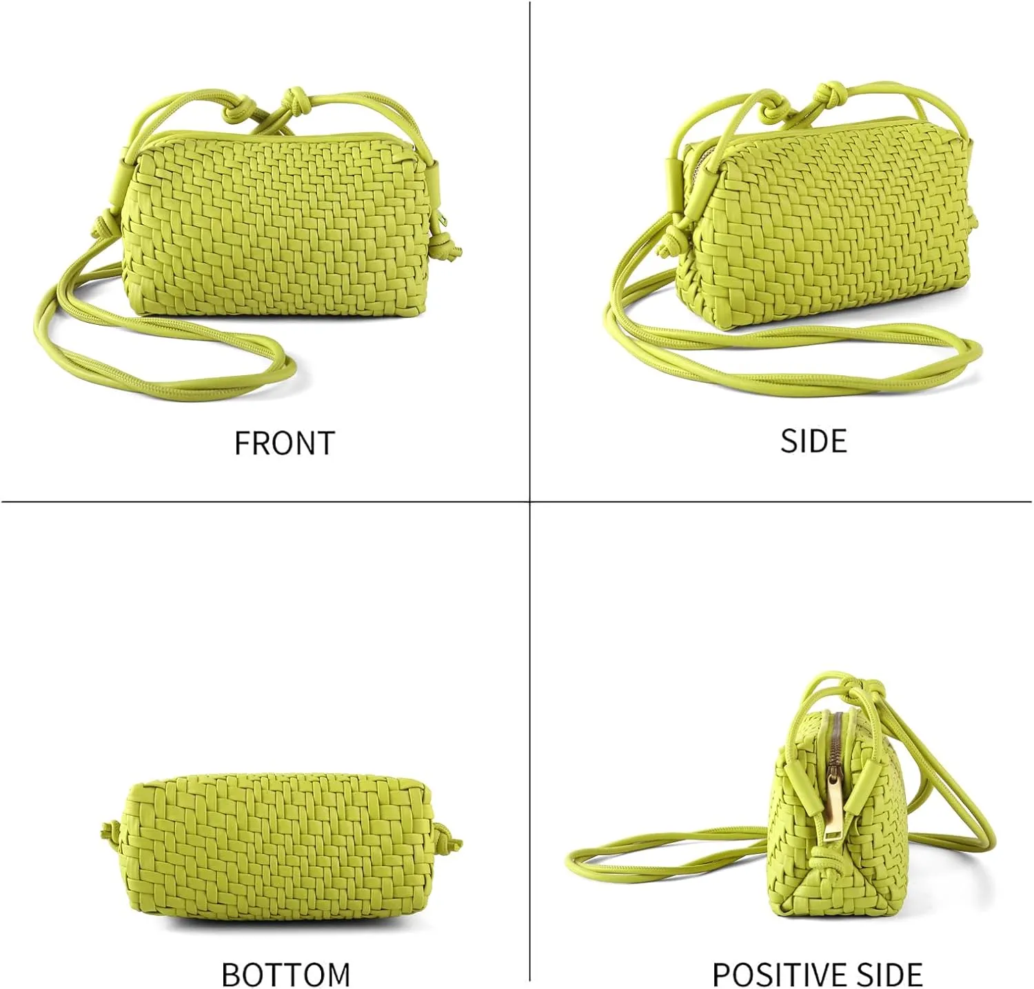 Crossbody Bag For Women Hand Woven Vegan Leather Zip Small Crossbody Bags Shoulder Bag Sling Cross Body Phone Purse