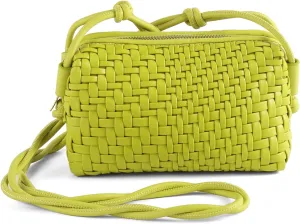 Crossbody Bag For Women Hand Woven Vegan Leather Zip Small Crossbody Bags Shoulder Bag Sling Cross Body Phone Purse
