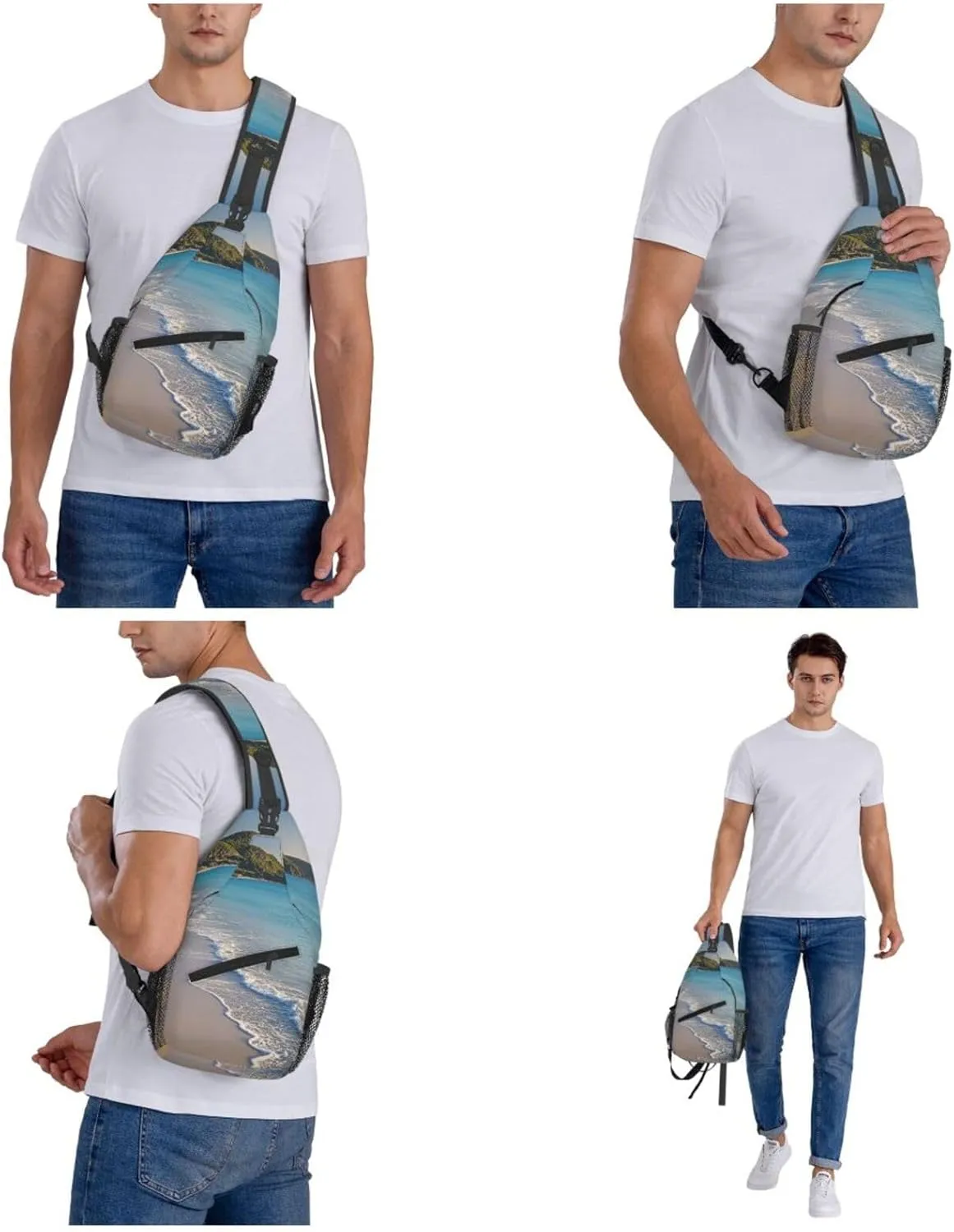 Crossbody Bag for Women Men Beautiful beaches Chest Bag Crossbody Sling Bag Adjustable Shoulder Bag