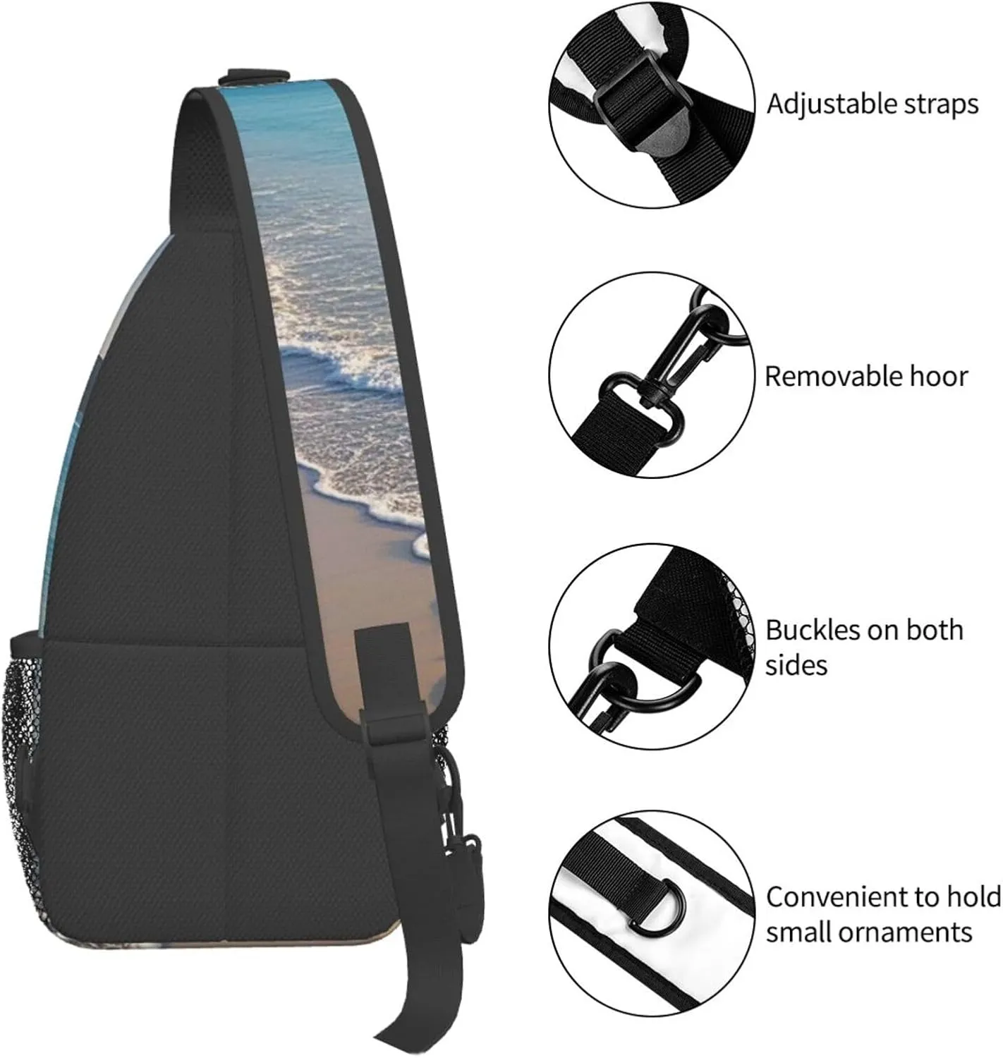 Crossbody Bag for Women Men Beautiful beaches Chest Bag Crossbody Sling Bag Adjustable Shoulder Bag