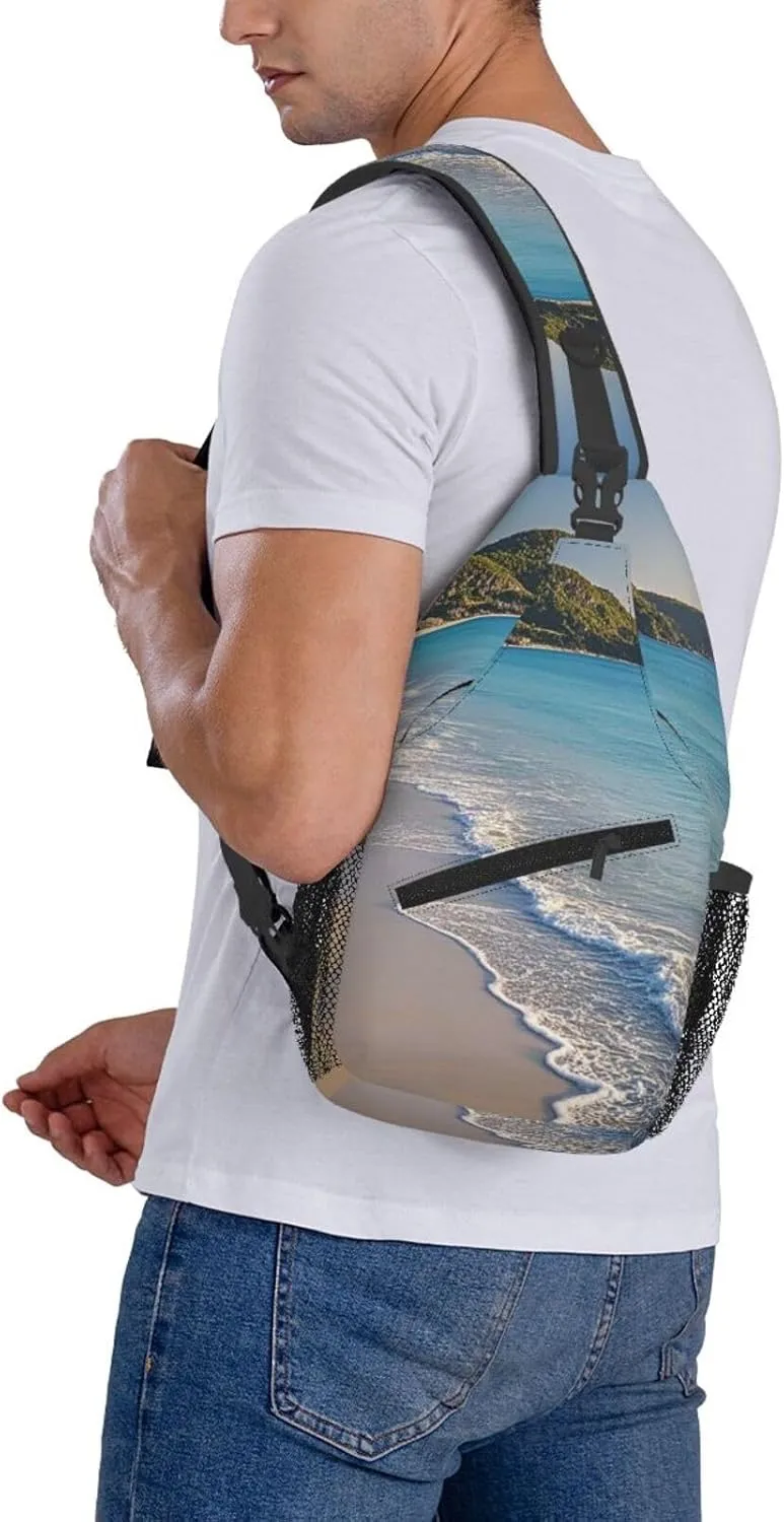 Crossbody Bag for Women Men Beautiful beaches Chest Bag Crossbody Sling Bag Adjustable Shoulder Bag
