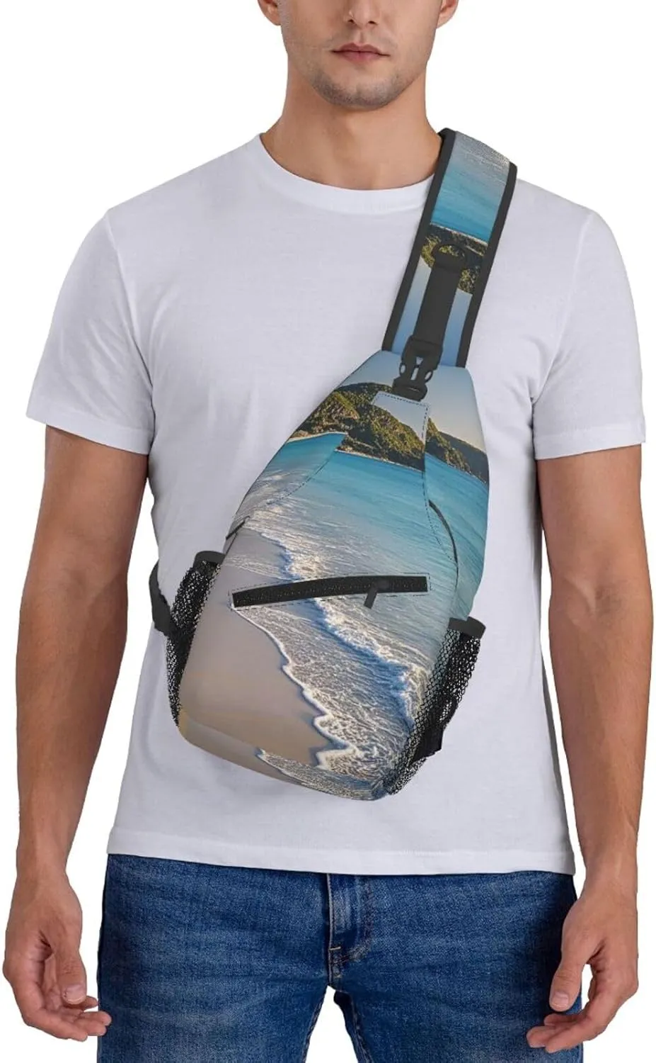 Crossbody Bag for Women Men Beautiful beaches Chest Bag Crossbody Sling Bag Adjustable Shoulder Bag