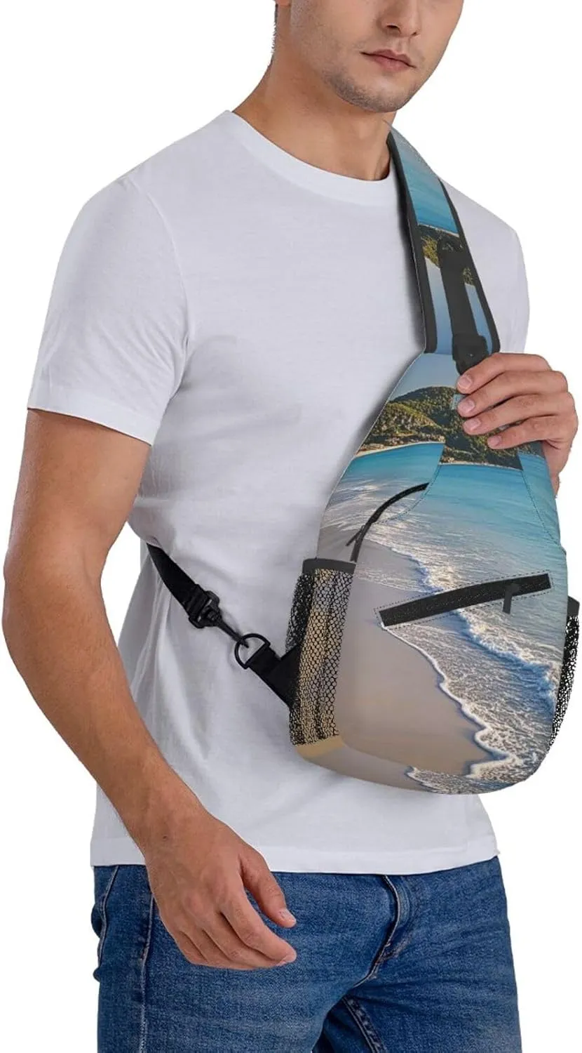 Crossbody Bag for Women Men Beautiful beaches Chest Bag Crossbody Sling Bag Adjustable Shoulder Bag