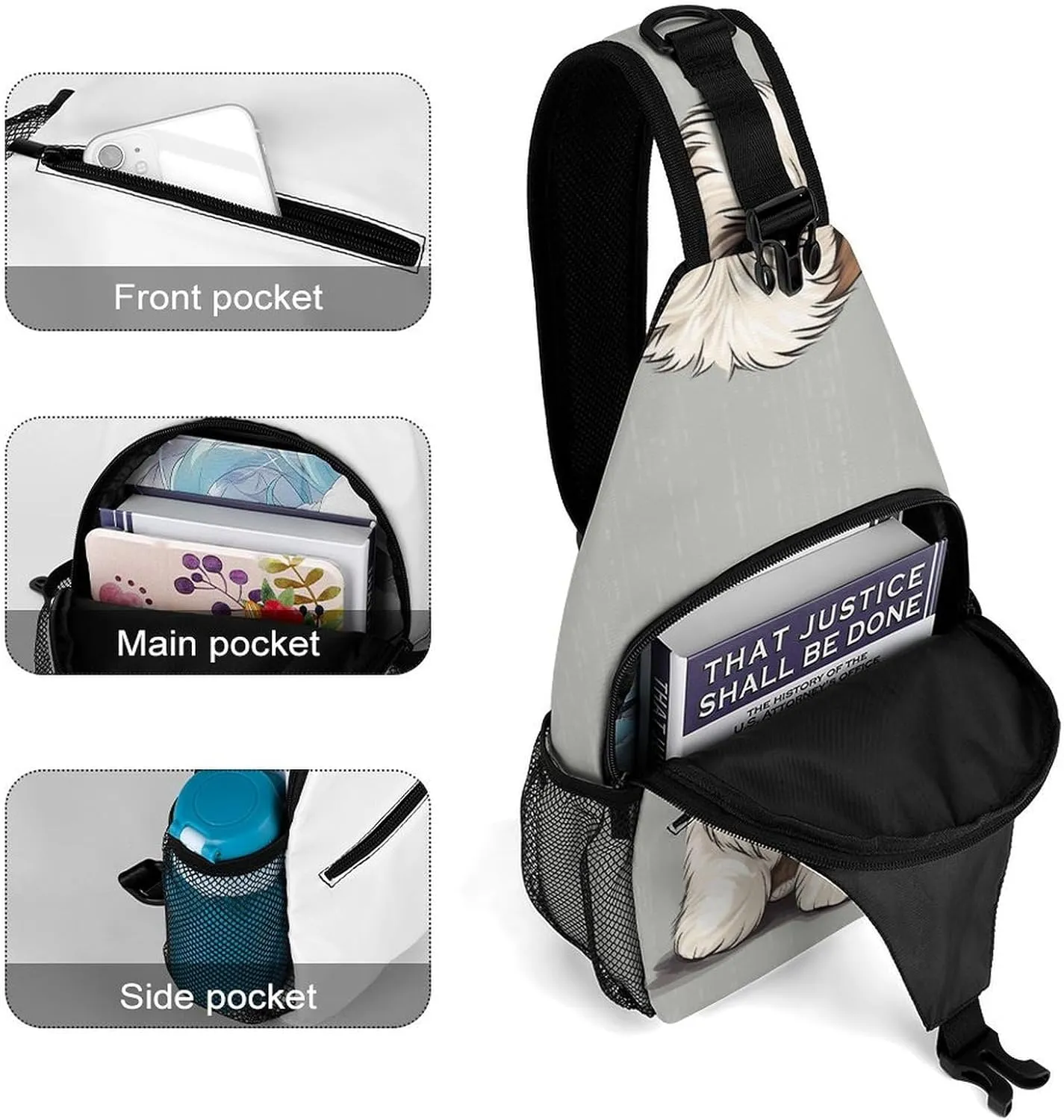 Crossbody Bag for Women Men Chest Bag The Silent Monkey Sling Bag Crossbody Shoulder Bag Sling Backpack
