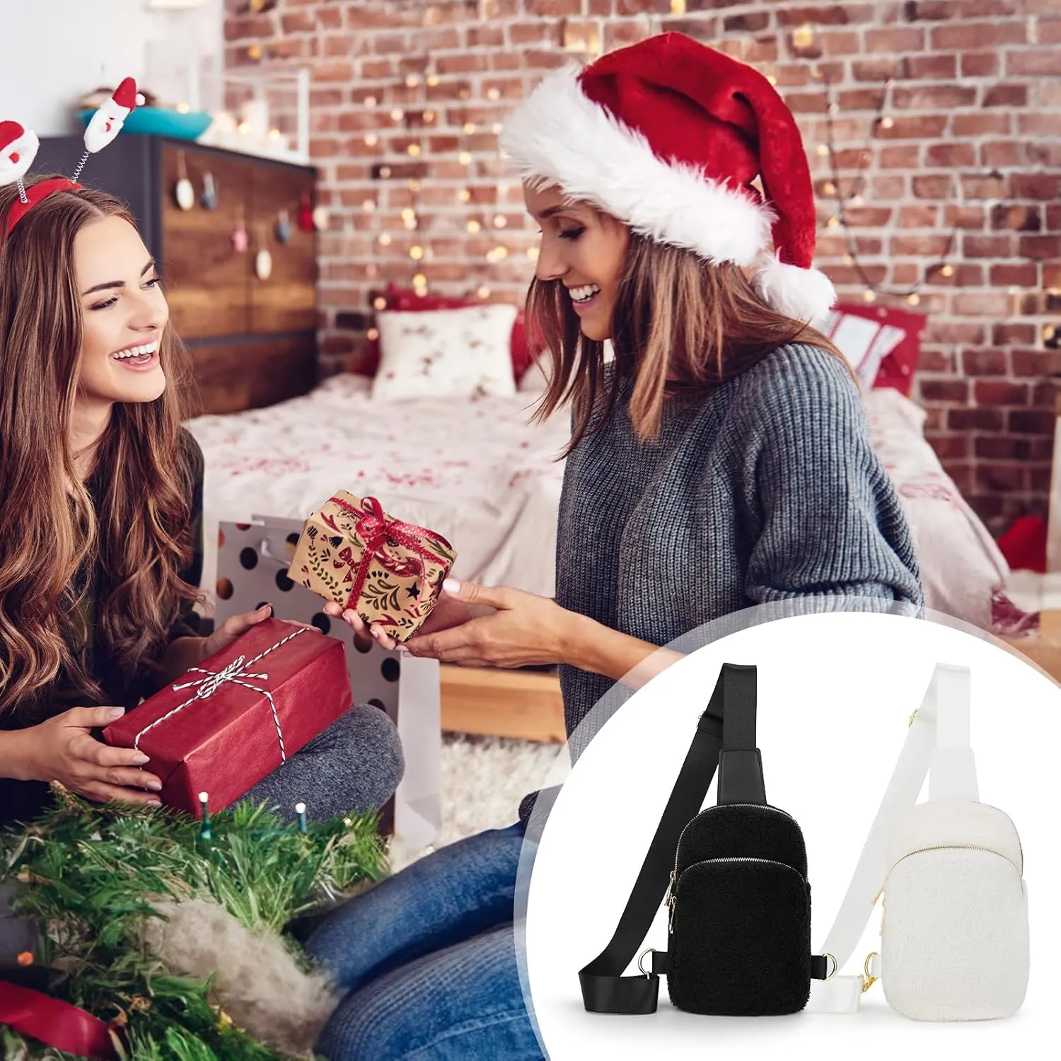 Crossbody Bag for Women, PU Leather Fanny Pack, Sling Bag, Chest Bag for Travel Shopping Sports
