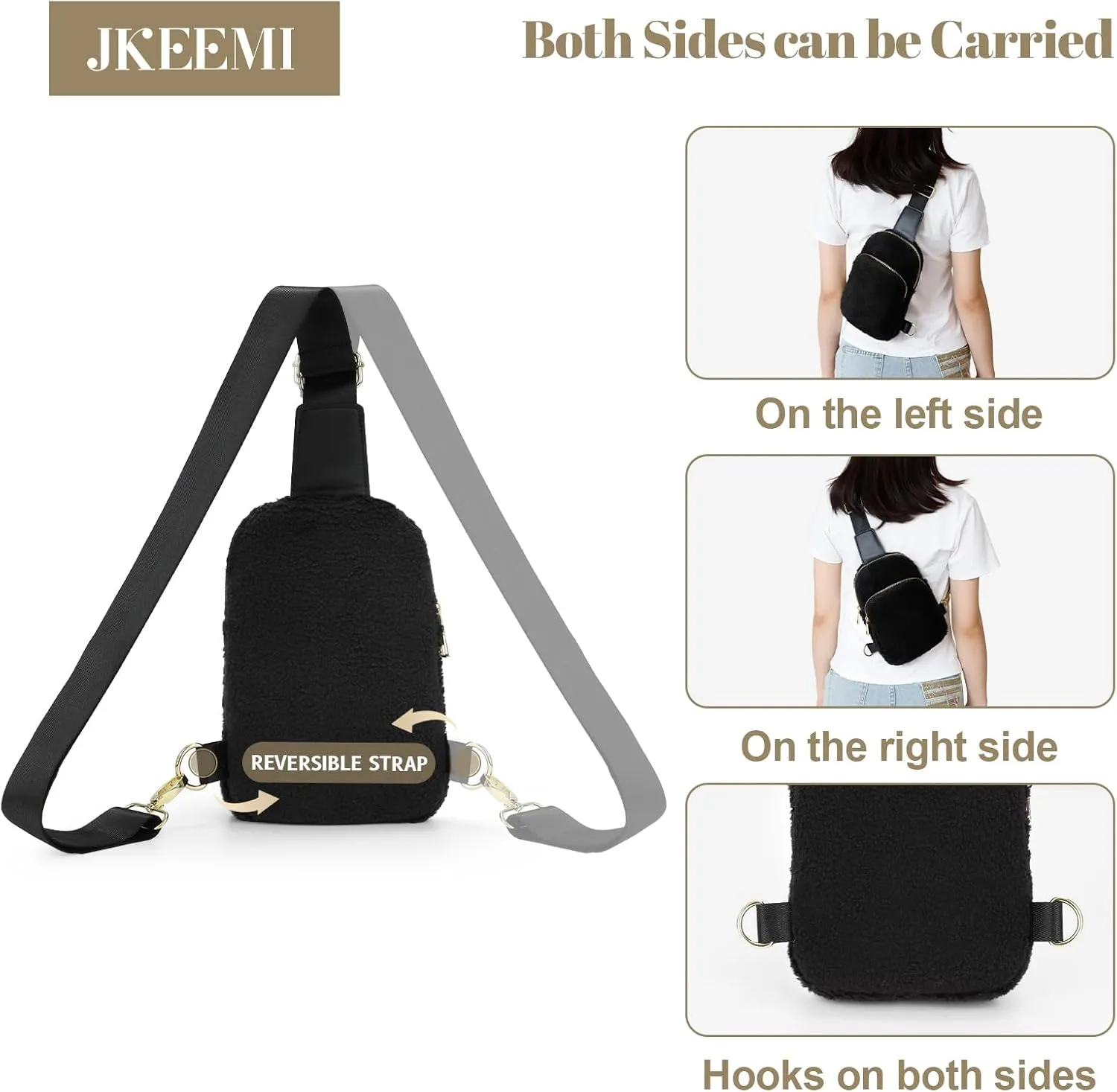 Crossbody Bag for Women, PU Leather Fanny Pack, Sling Bag, Chest Bag for Travel Shopping Sports