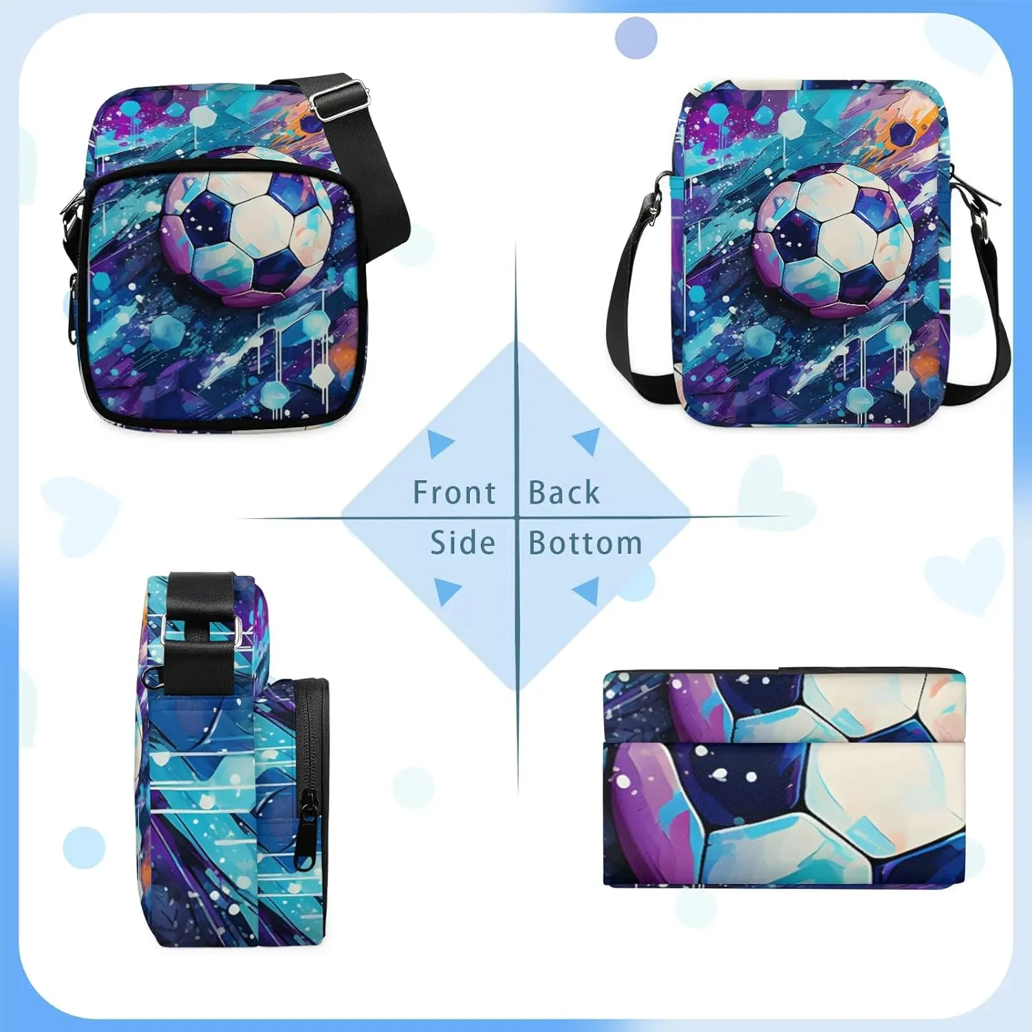 Crossbody Bag Small Sling Backpack Shoulder Bags Chest Pack Cross Body Daypack Basketball Belt Purses