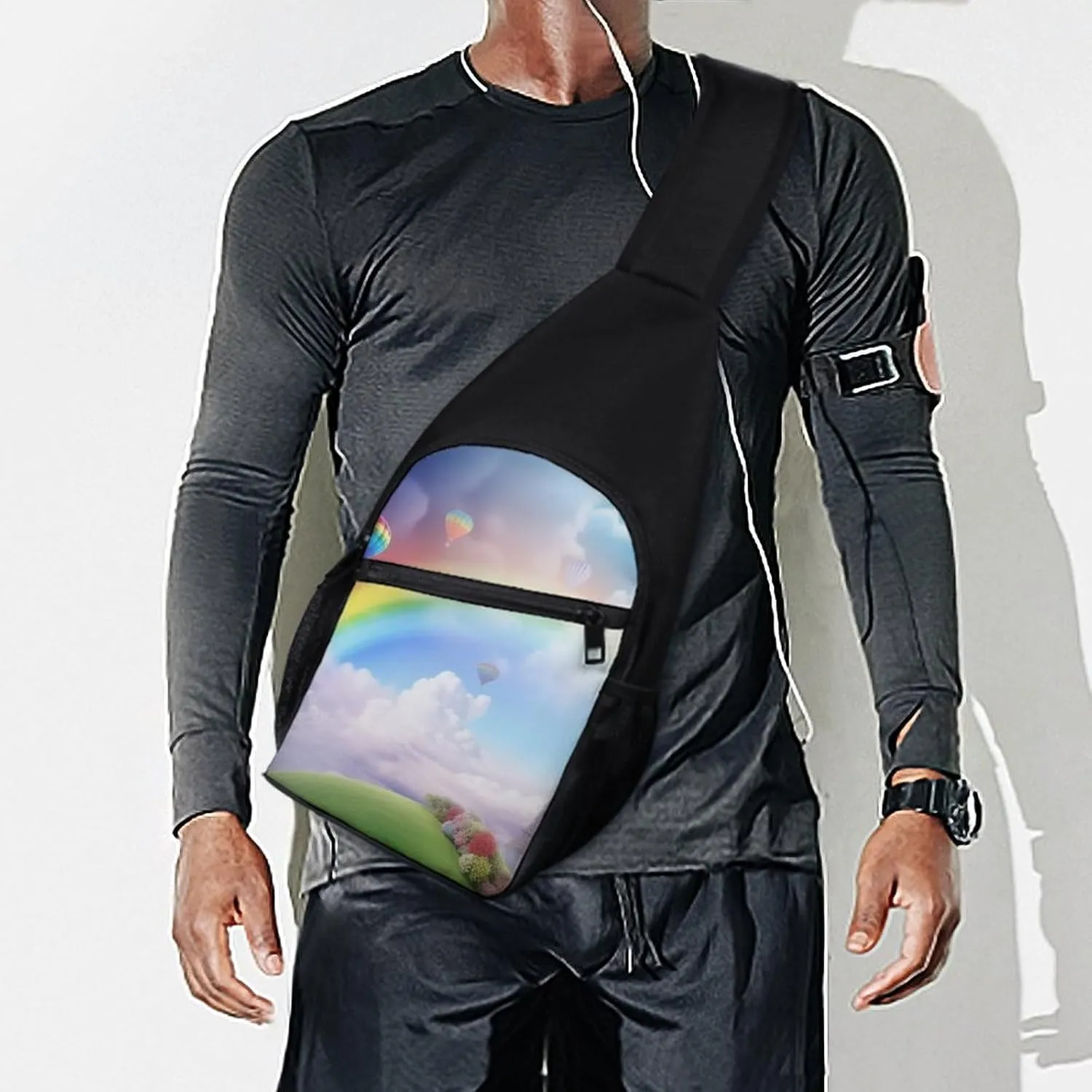 Crossbody Bag Travel Sling Bag for Men Small Sling Backpack Dreamy Rainbow Chest Bag Shoulder Bag for Outdoor