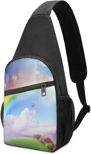 Crossbody Bag Travel Sling Bag for Men Small Sling Backpack Dreamy Rainbow Chest Bag Shoulder Bag for Outdoor