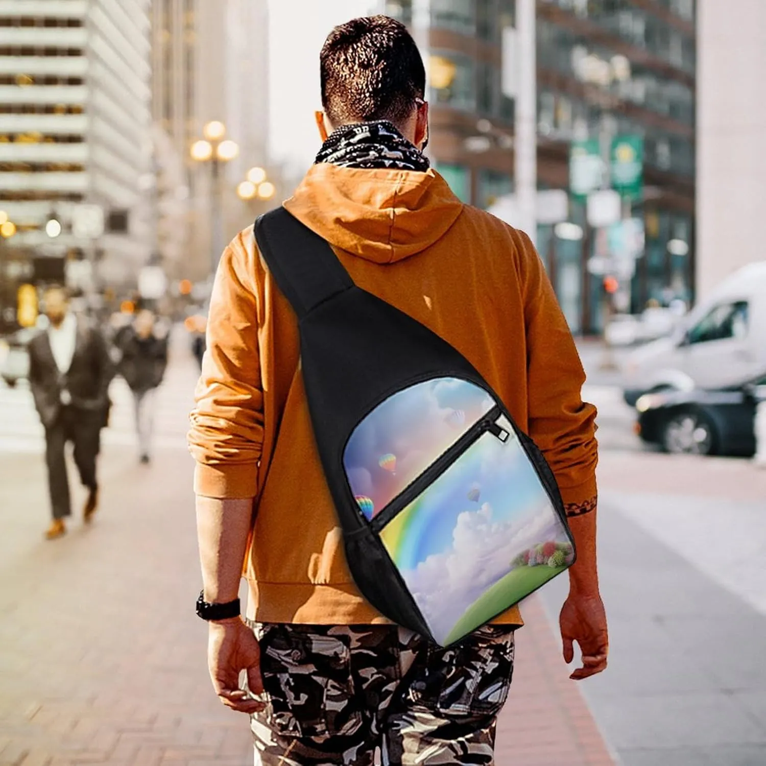 Crossbody Bag Travel Sling Bag for Men Small Sling Backpack Dreamy Rainbow Chest Bag Shoulder Bag for Outdoor