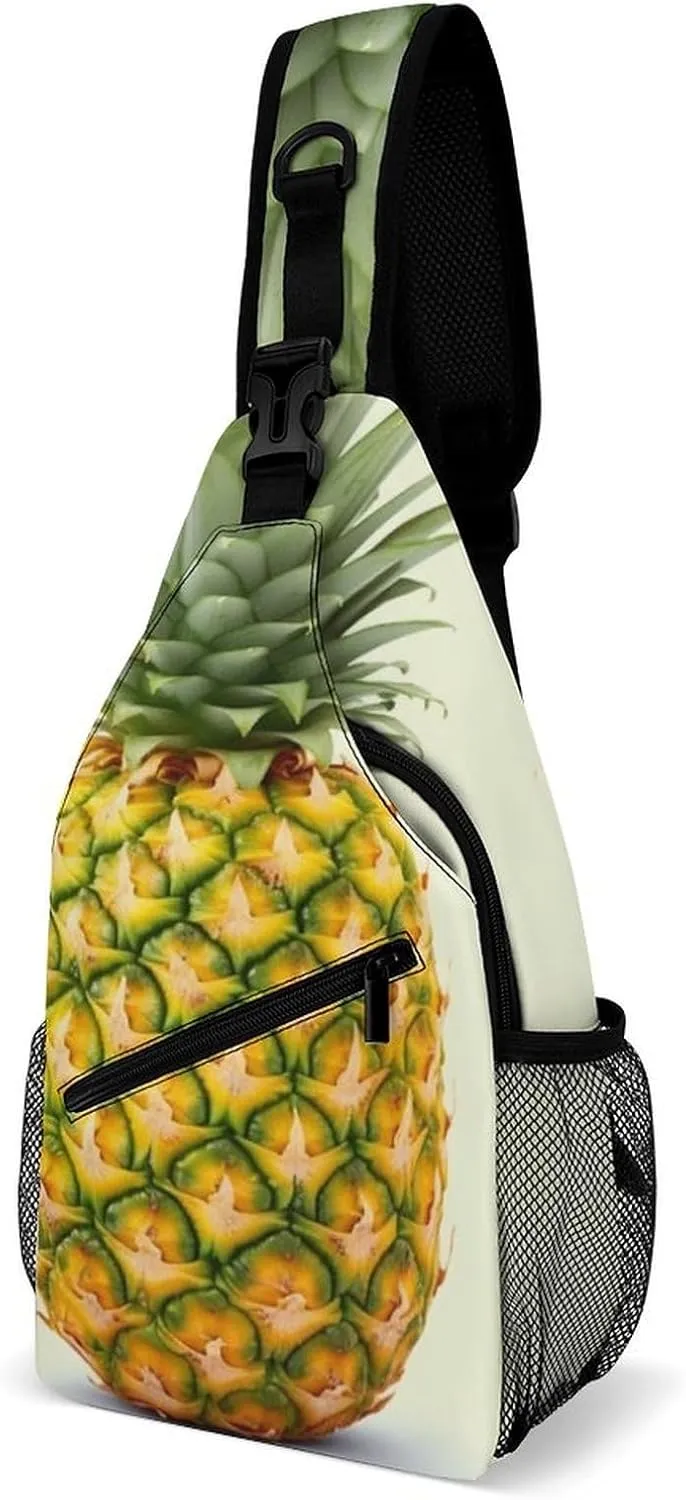Crossbody Bag Travel Sling Bag for Men Small Sling Backpack Fresh Pineapple Chest Bag Shoulder Bag for Outdoor, 38x20cm