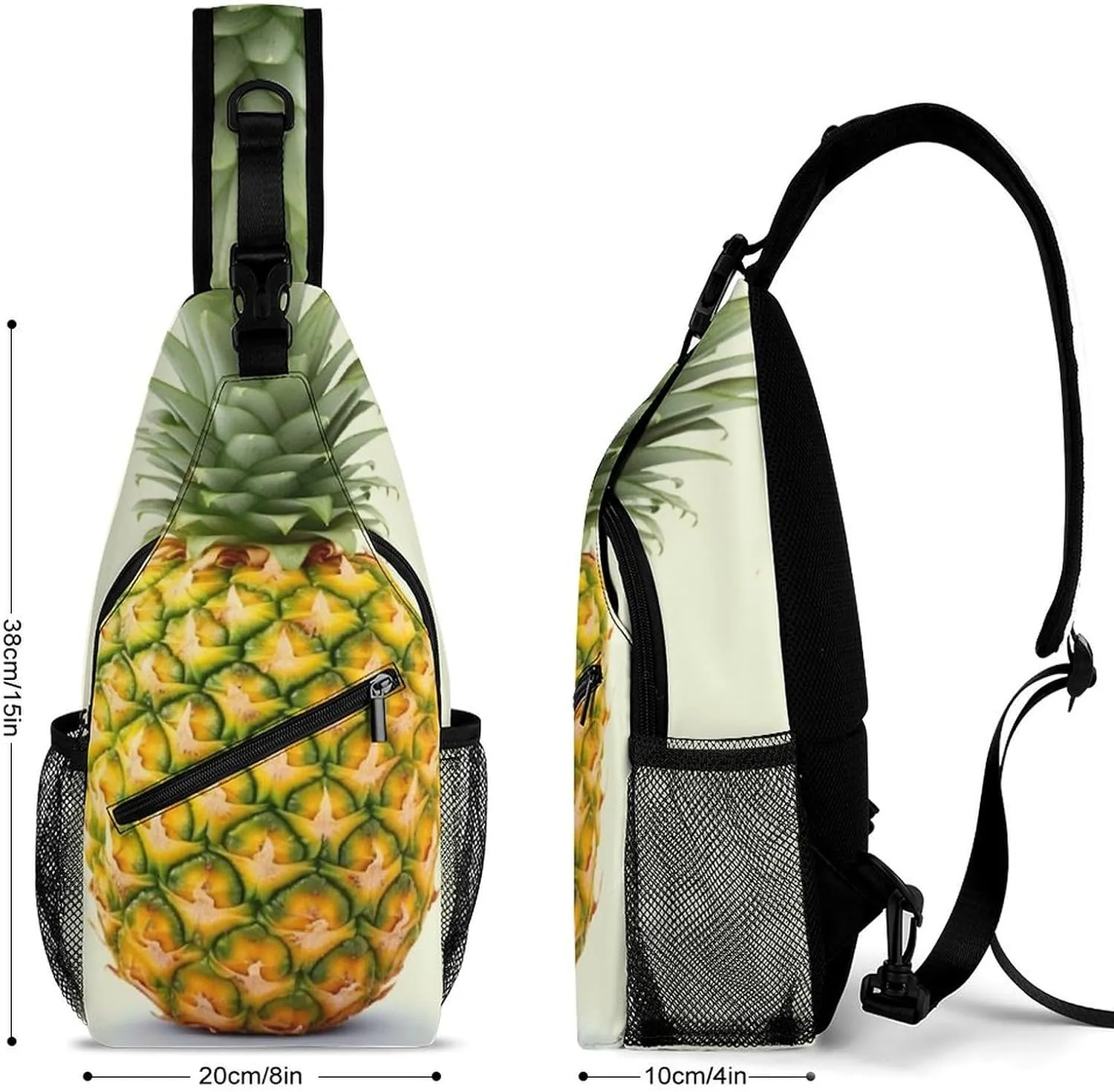 Crossbody Bag Travel Sling Bag for Men Small Sling Backpack Fresh Pineapple Chest Bag Shoulder Bag for Outdoor, 38x20cm
