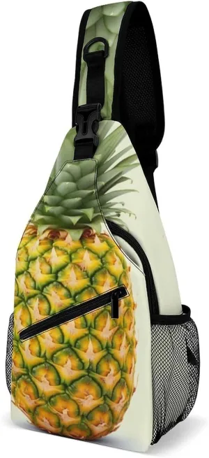 Crossbody Bag Travel Sling Bag for Men Small Sling Backpack Fresh Pineapple Chest Bag Shoulder Bag for Outdoor, 38x20cm