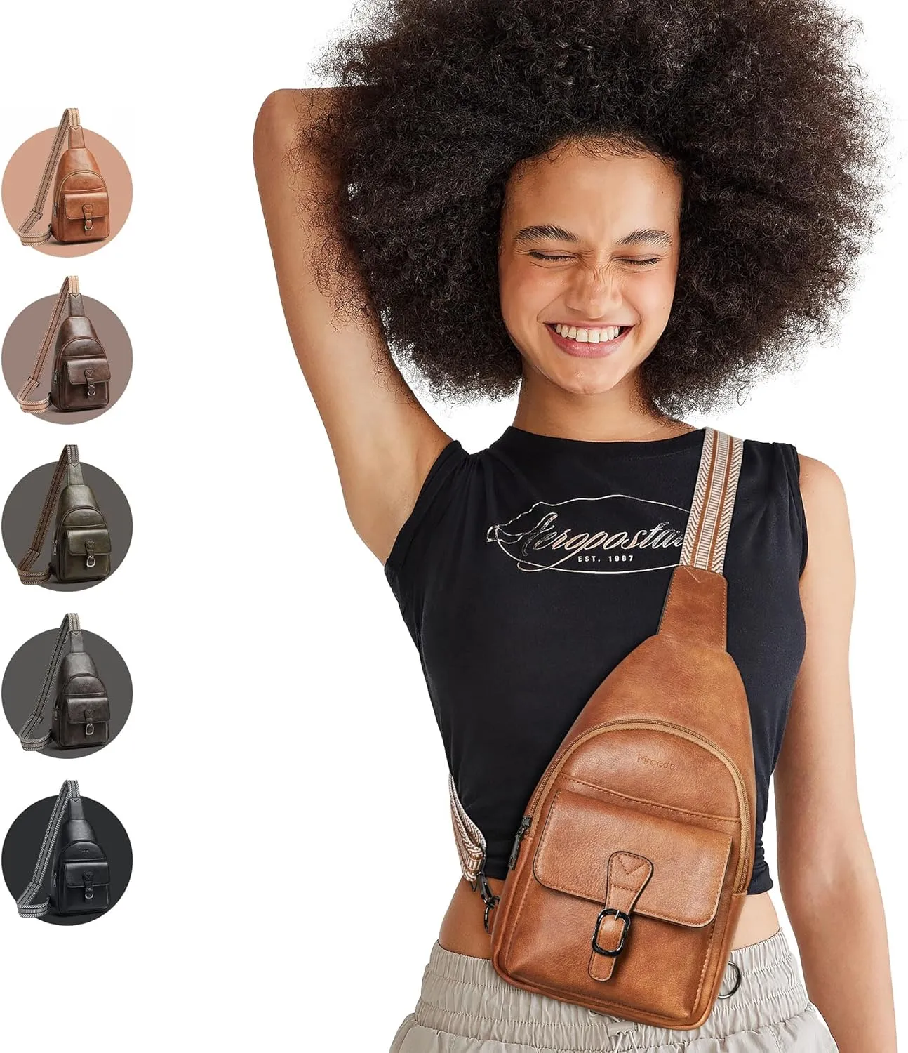 Crossbody Bags for Women Men Sling Bag 5 Pockets Fanny Pack Sling Backpack Chest Daypack Travel Purse Anti Theft