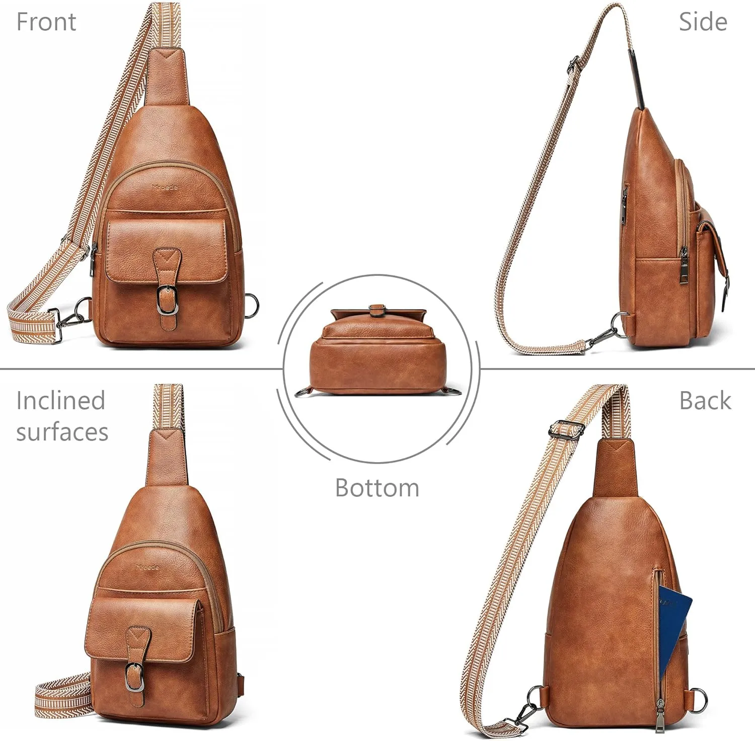 Crossbody Bags for Women Men Sling Bag 5 Pockets Fanny Pack Sling Backpack Chest Daypack Travel Purse Anti Theft